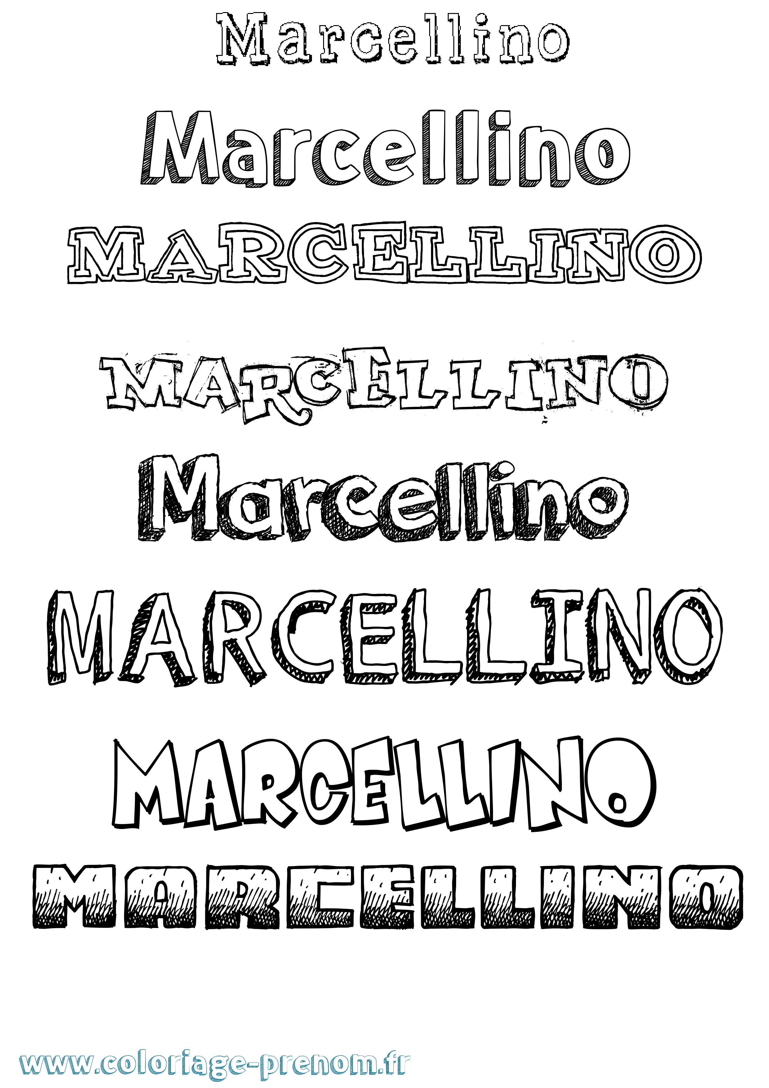 Coloriage Marcellino Dessiné Coloriage prénom Marcellino Dessiné