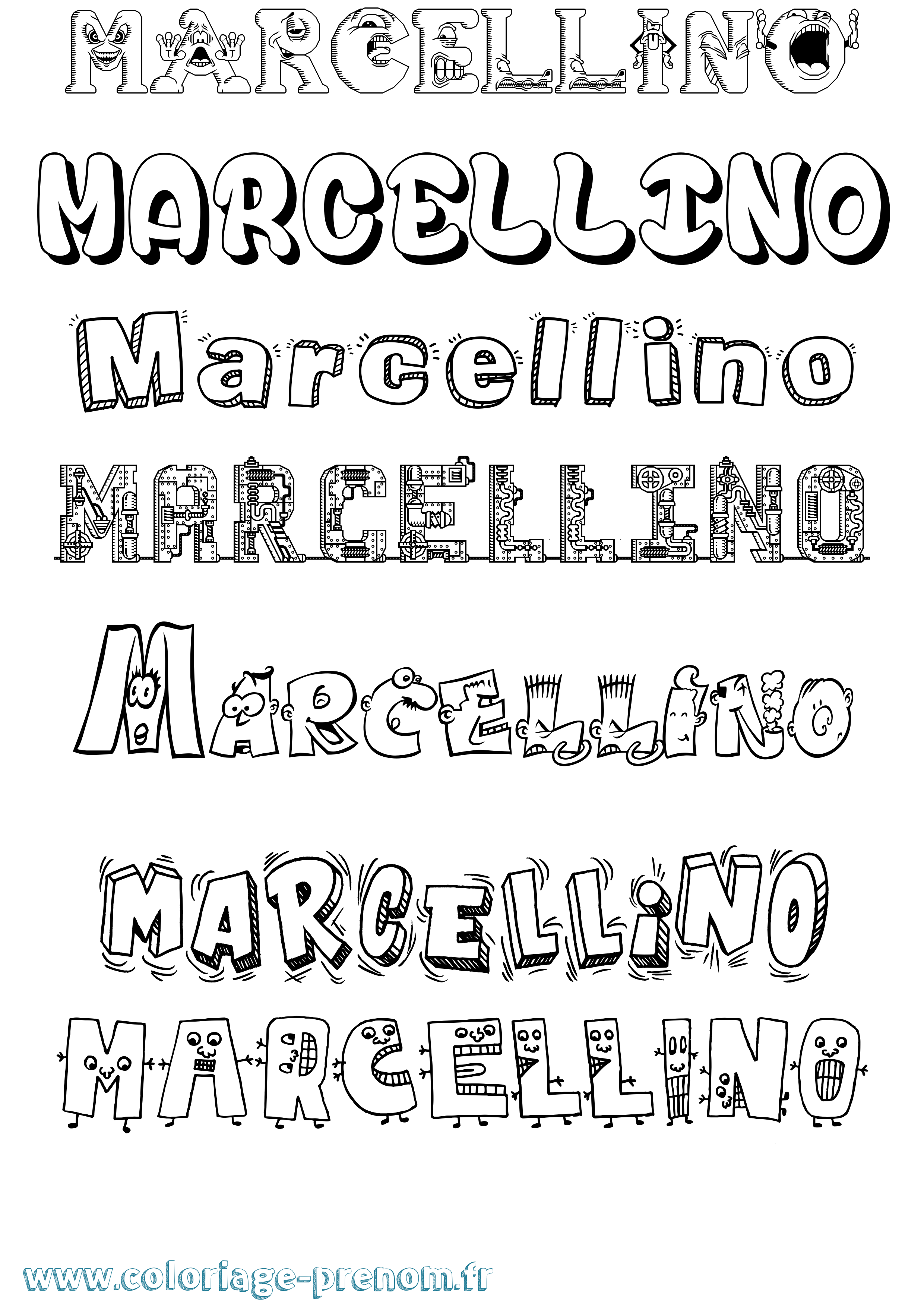 Coloriage Marcellino Fun Coloriage prénom Marcellino Fun