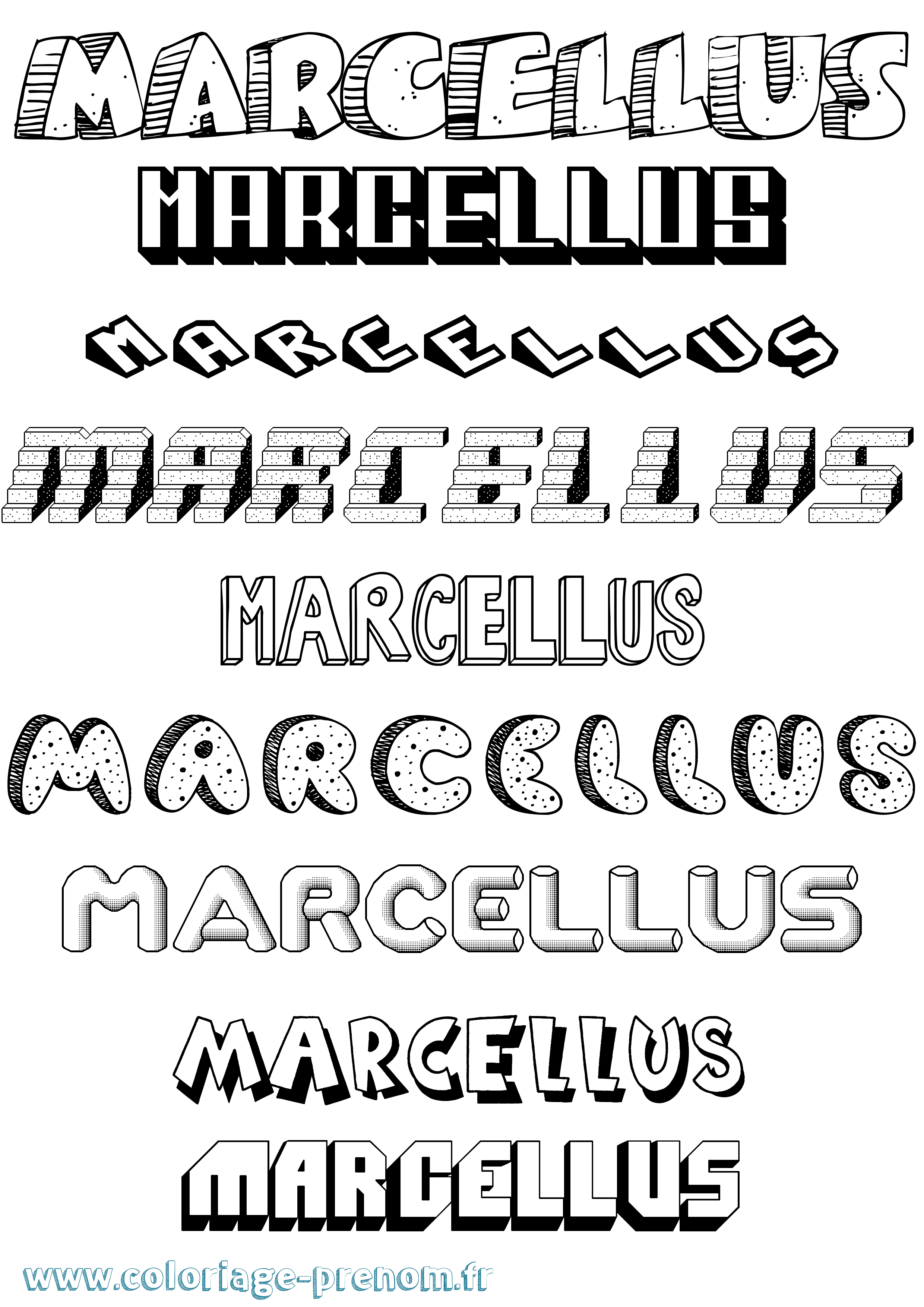 Coloriage Marcellus Effet 3D Coloriage prénom Marcellus Effet 3D