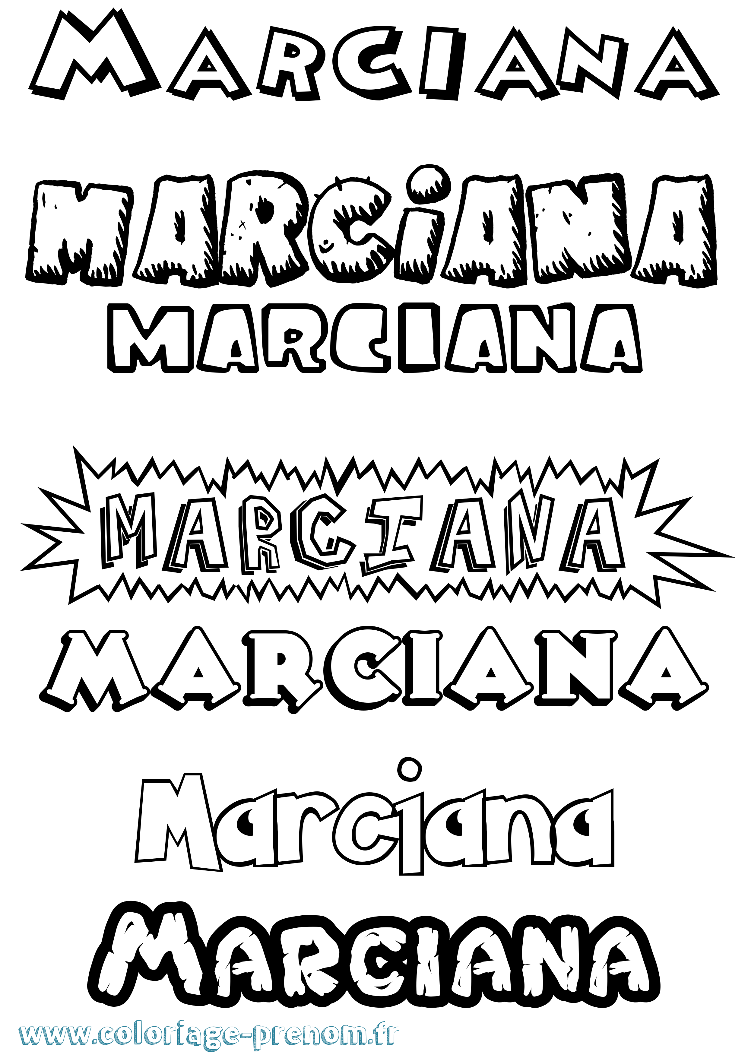 Coloriage Marciana Dessin Animé Coloriage prénom Marciana Dessin Animé