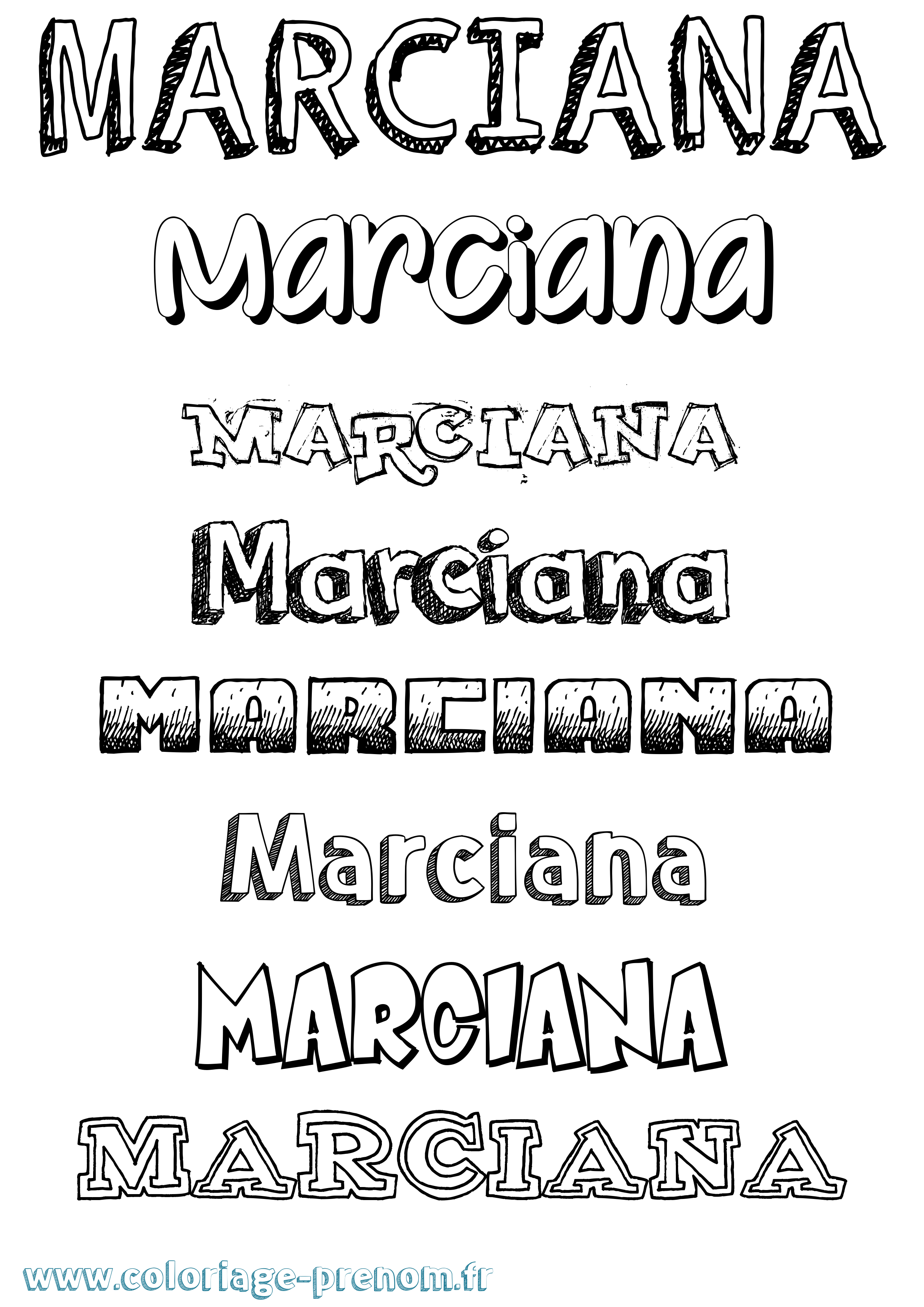 Coloriage Marciana Dessiné Coloriage prénom Marciana Dessiné