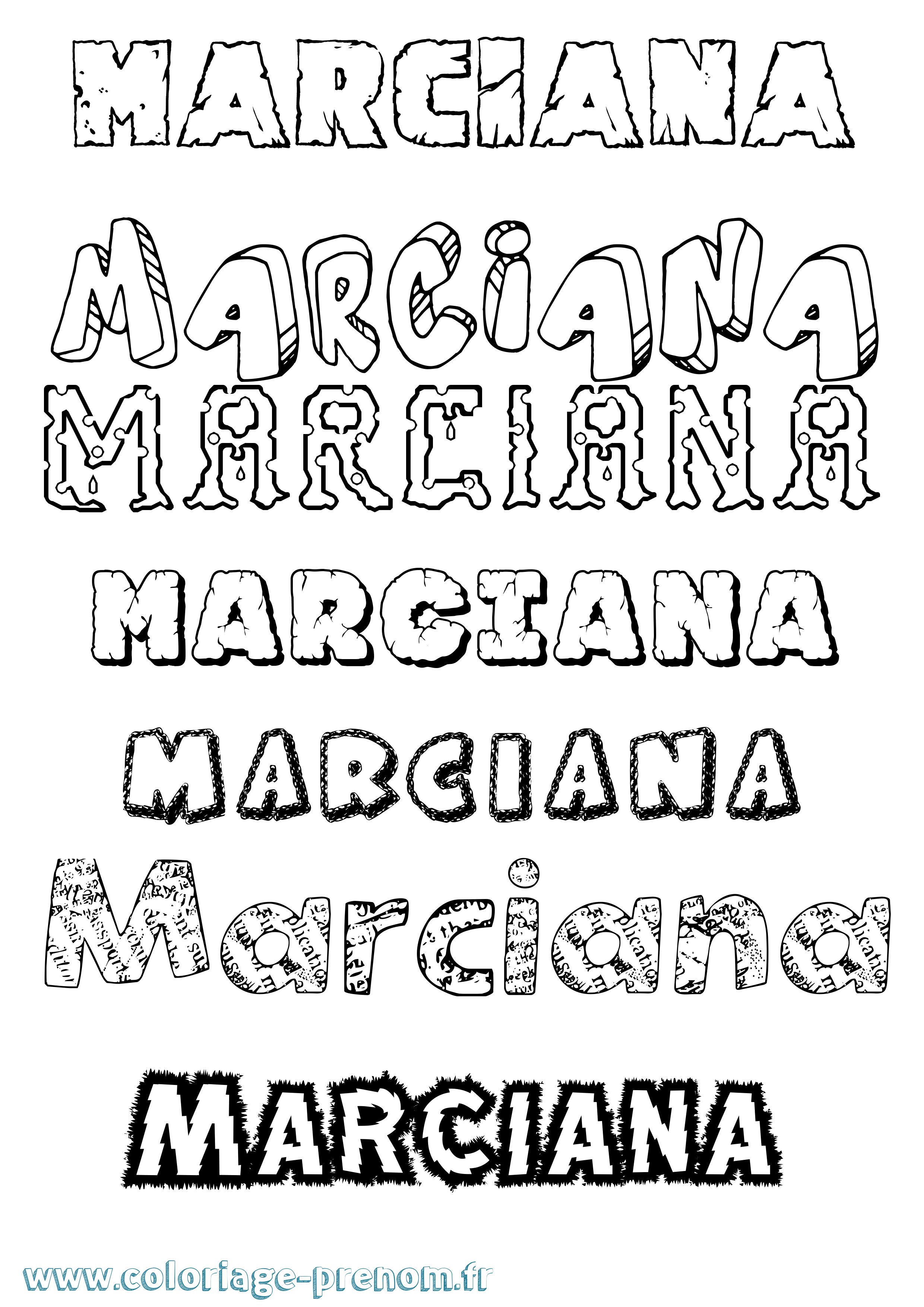 Coloriage Marciana Destructuré Coloriage prénom Marciana Destructuré