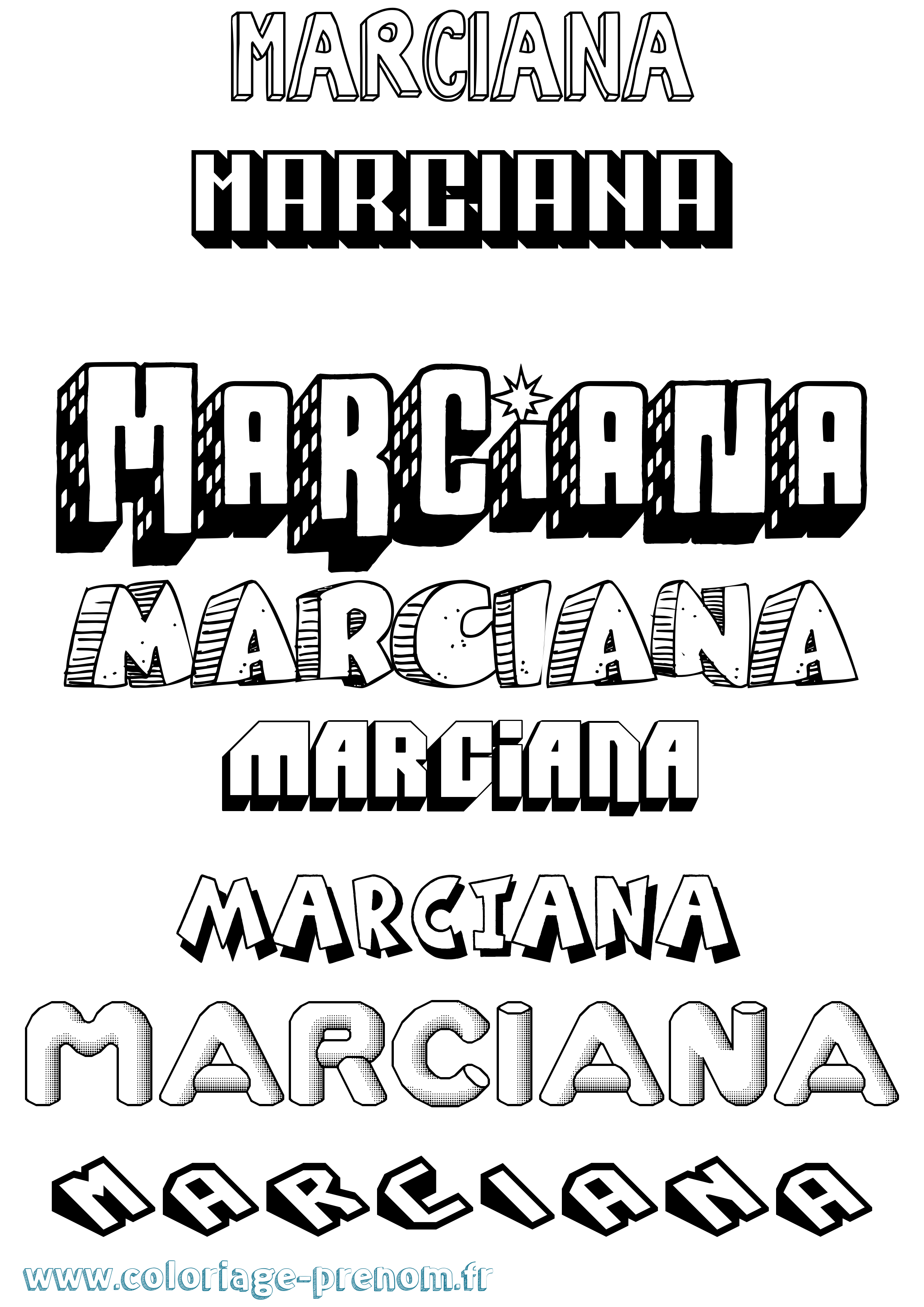 Coloriage Marciana Effet 3D Coloriage prénom Marciana Effet 3D