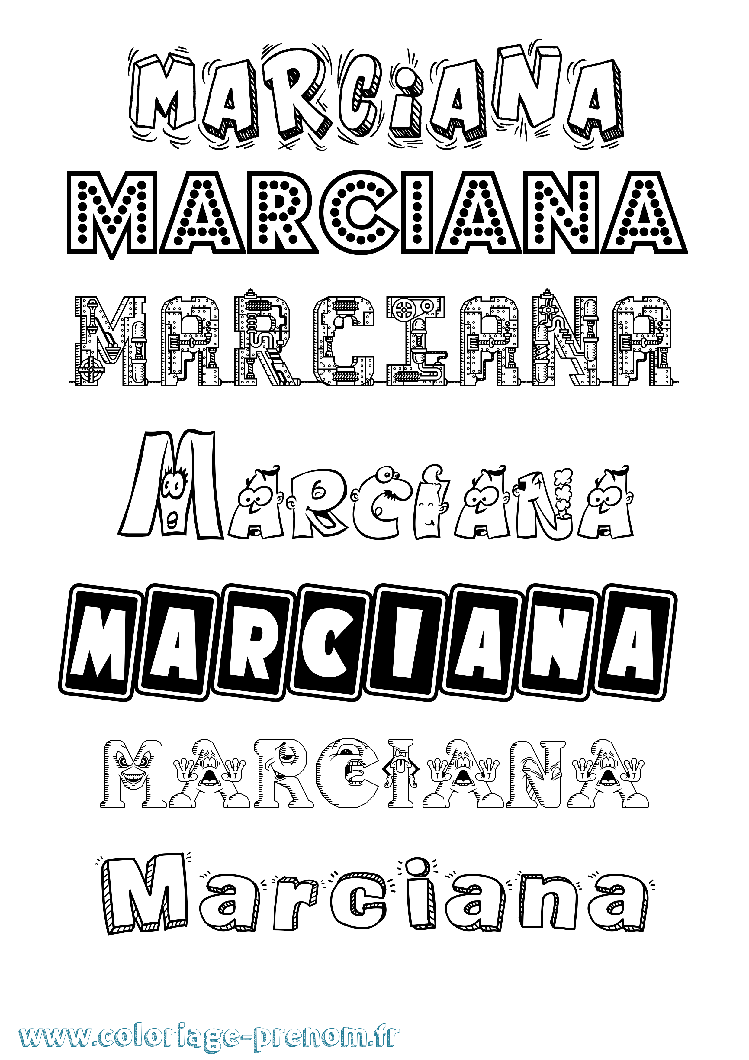 Coloriage Marciana Fun Coloriage prénom Marciana Fun