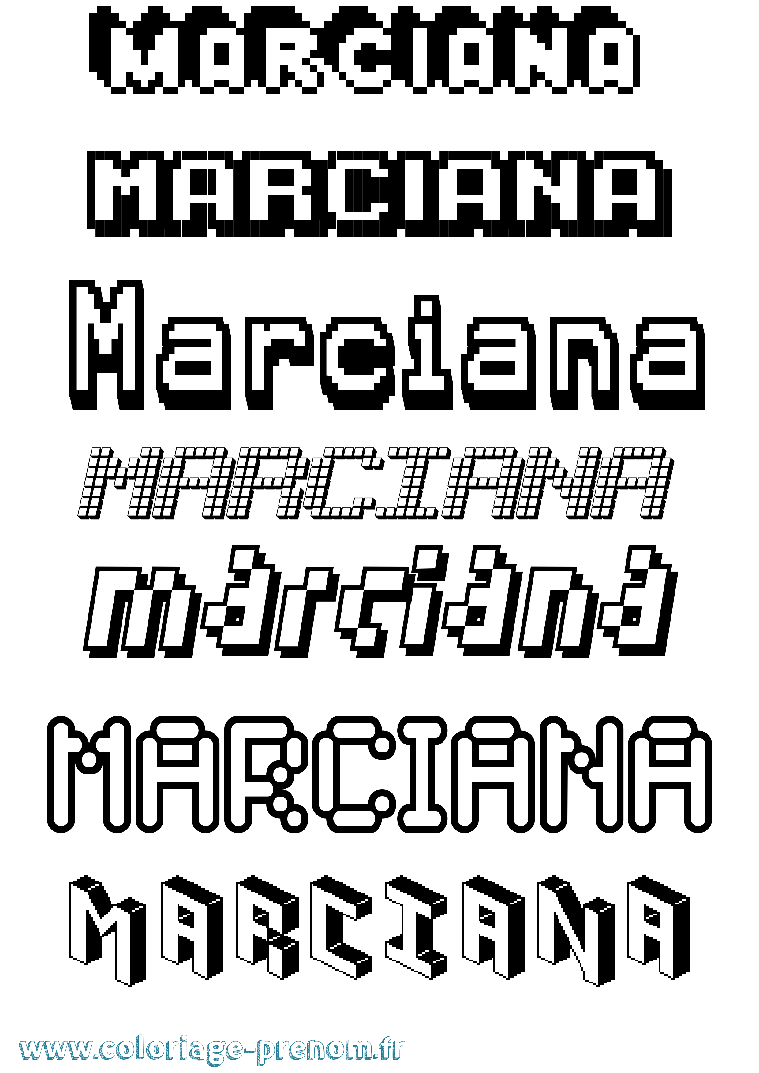 Coloriage Marciana Pixel Coloriage prénom Marciana Pixel