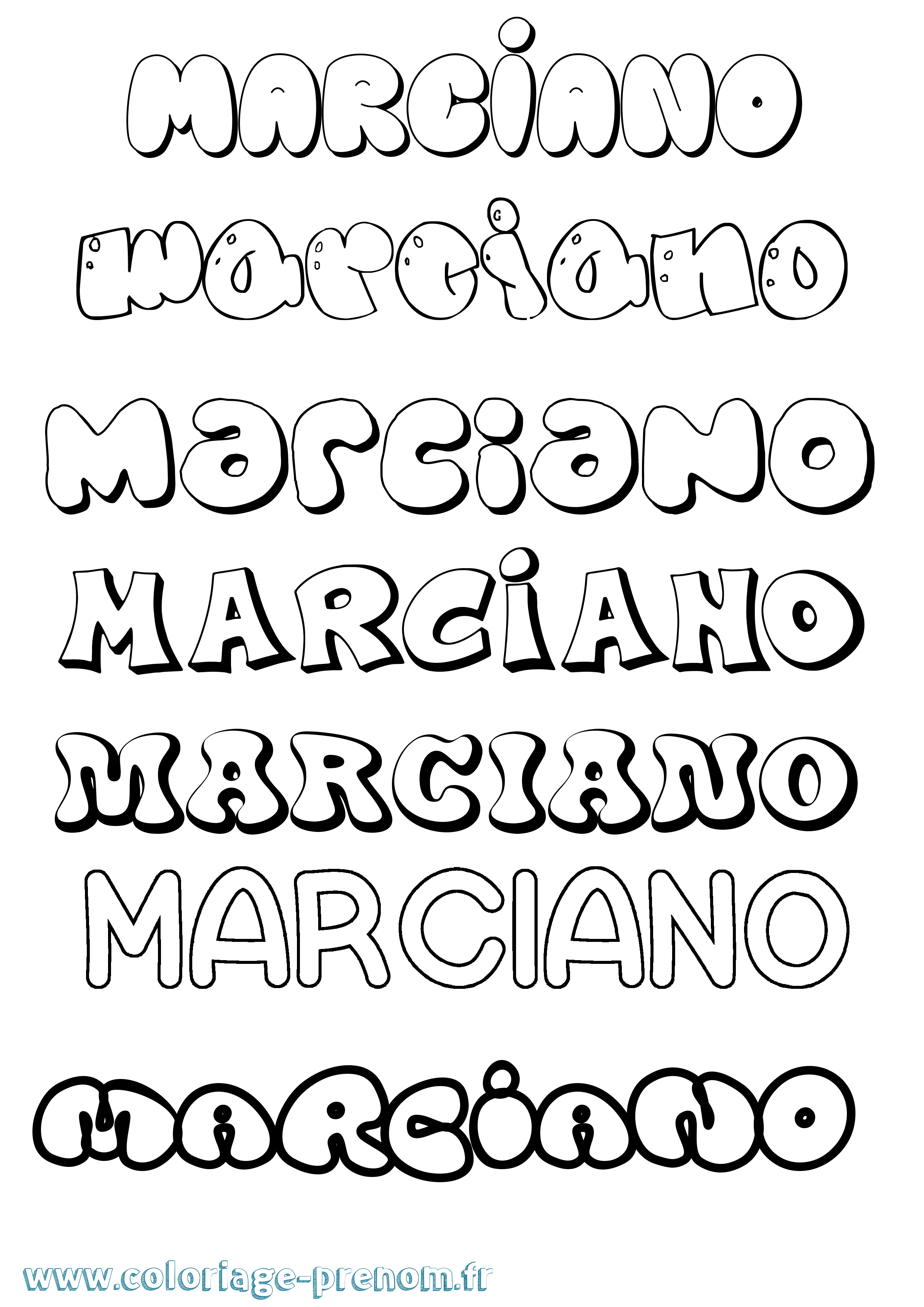 Coloriage Marciano Bubble Coloriage prénom Marciano Bubble