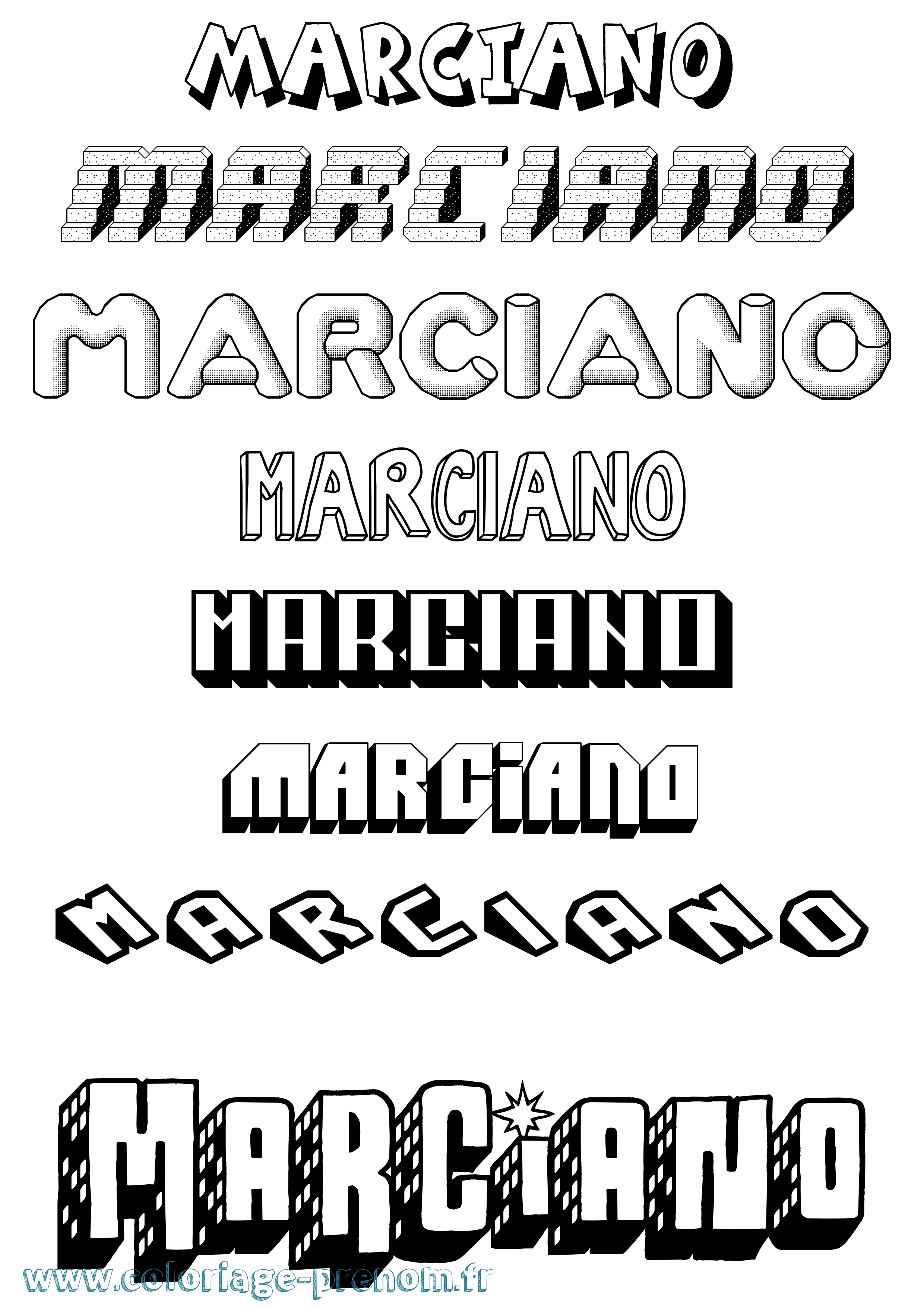 Coloriage Marciano Effet 3D Coloriage prénom Marciano Effet 3D