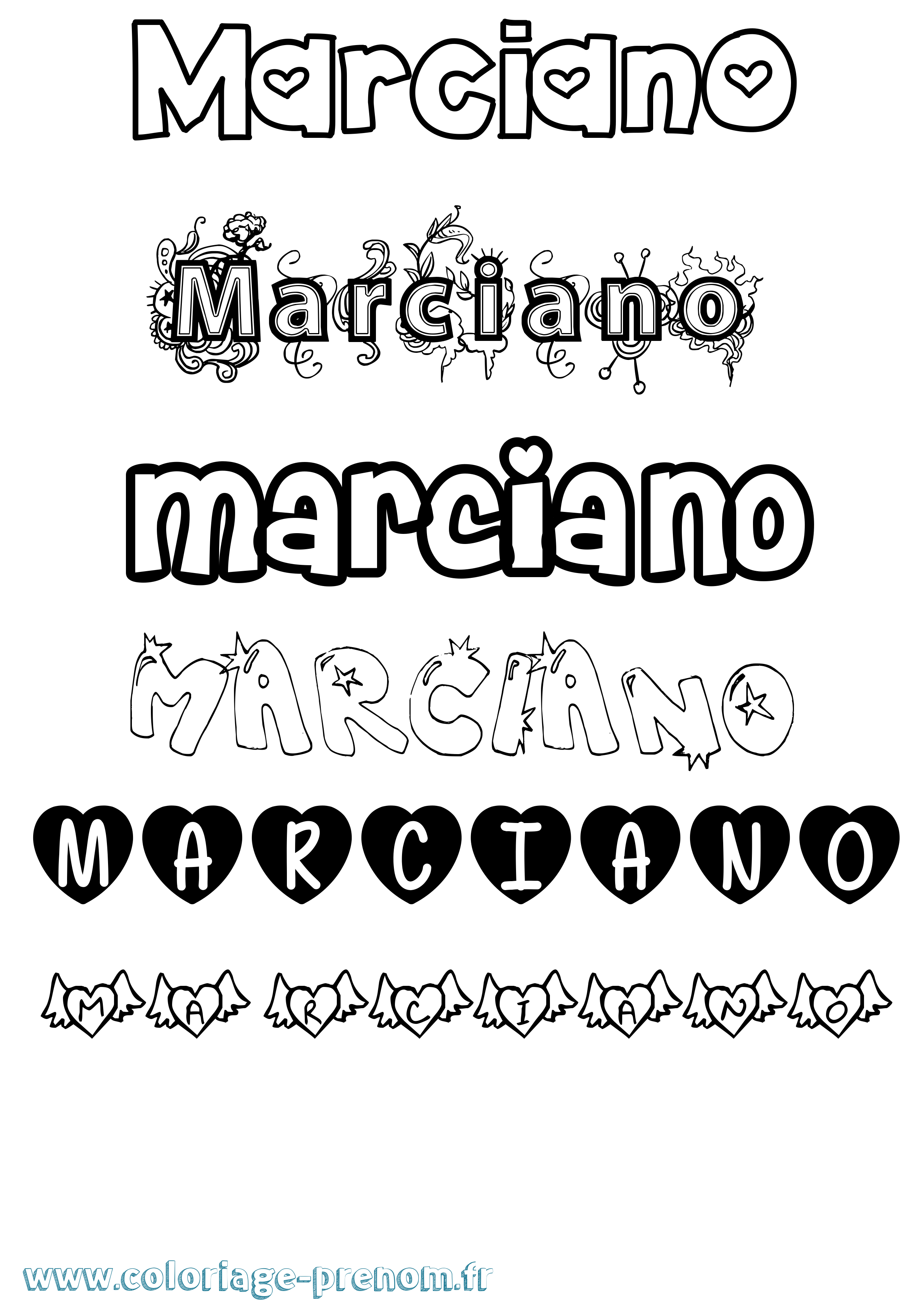 Coloriage Marciano Girly Coloriage prénom Marciano Girly