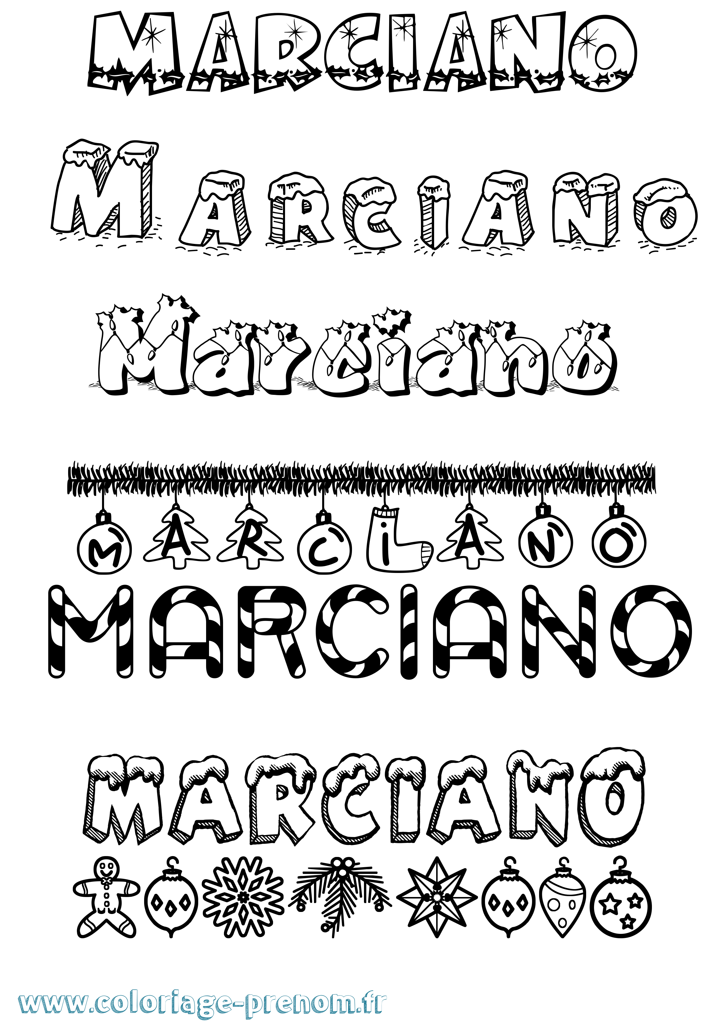 Coloriage Marciano Noël Coloriage prénom Marciano Noël