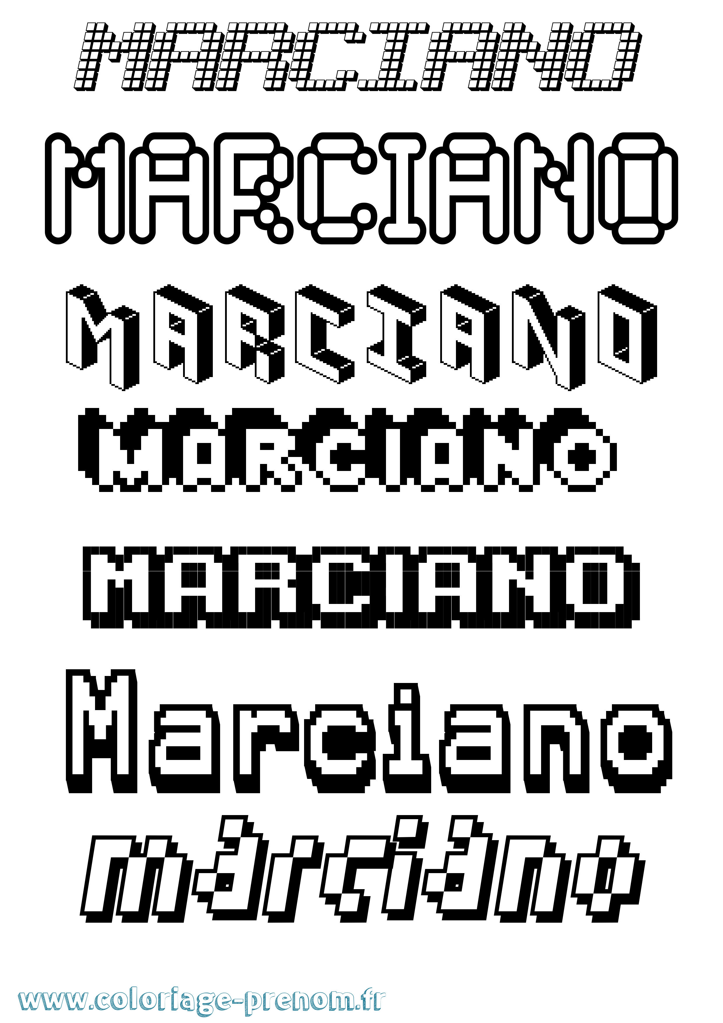 Coloriage Marciano Pixel Coloriage prénom Marciano Pixel