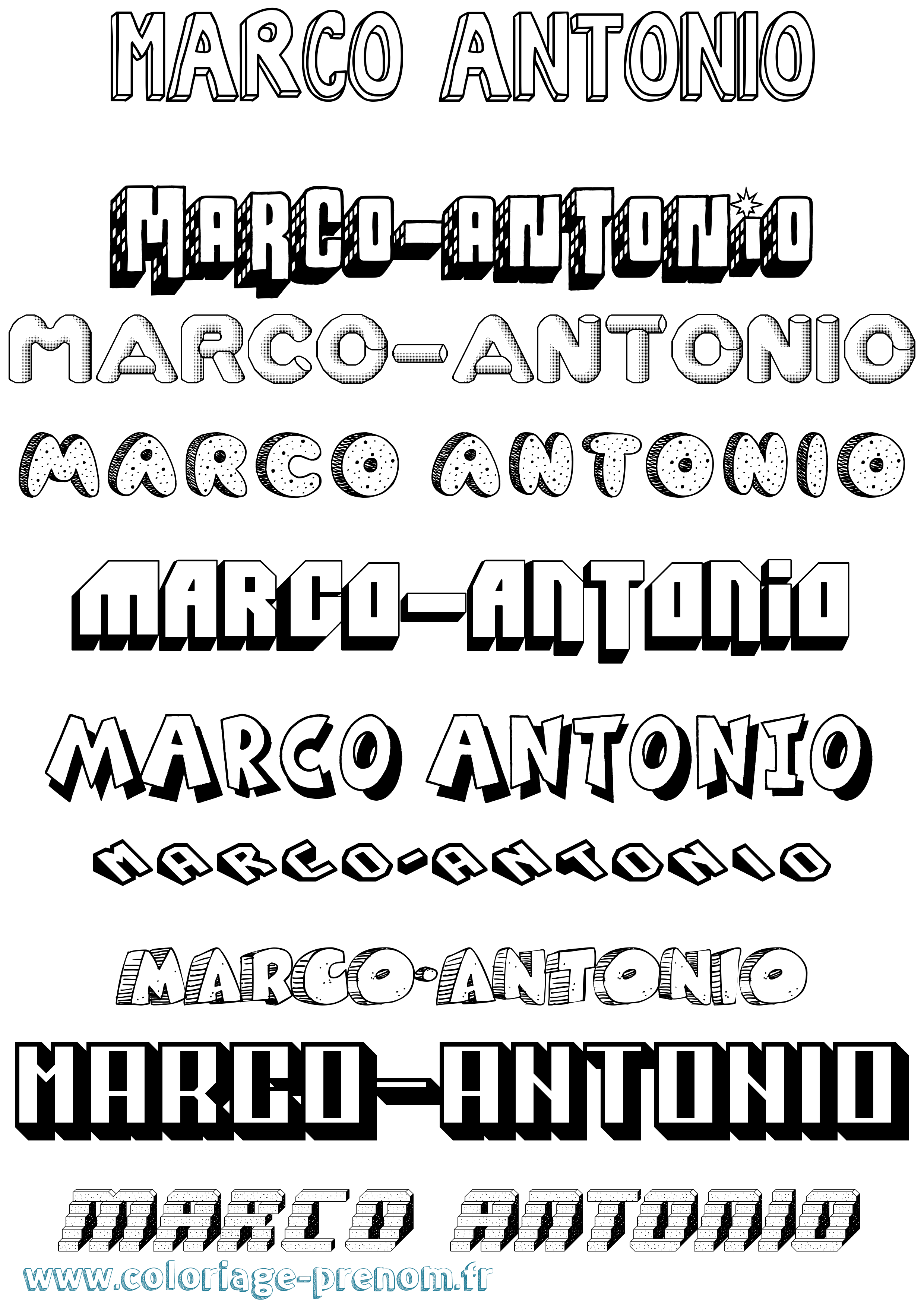 Coloriage Marco-Antonio Effet 3D Coloriage prénom Marco-Antonio Effet 3D