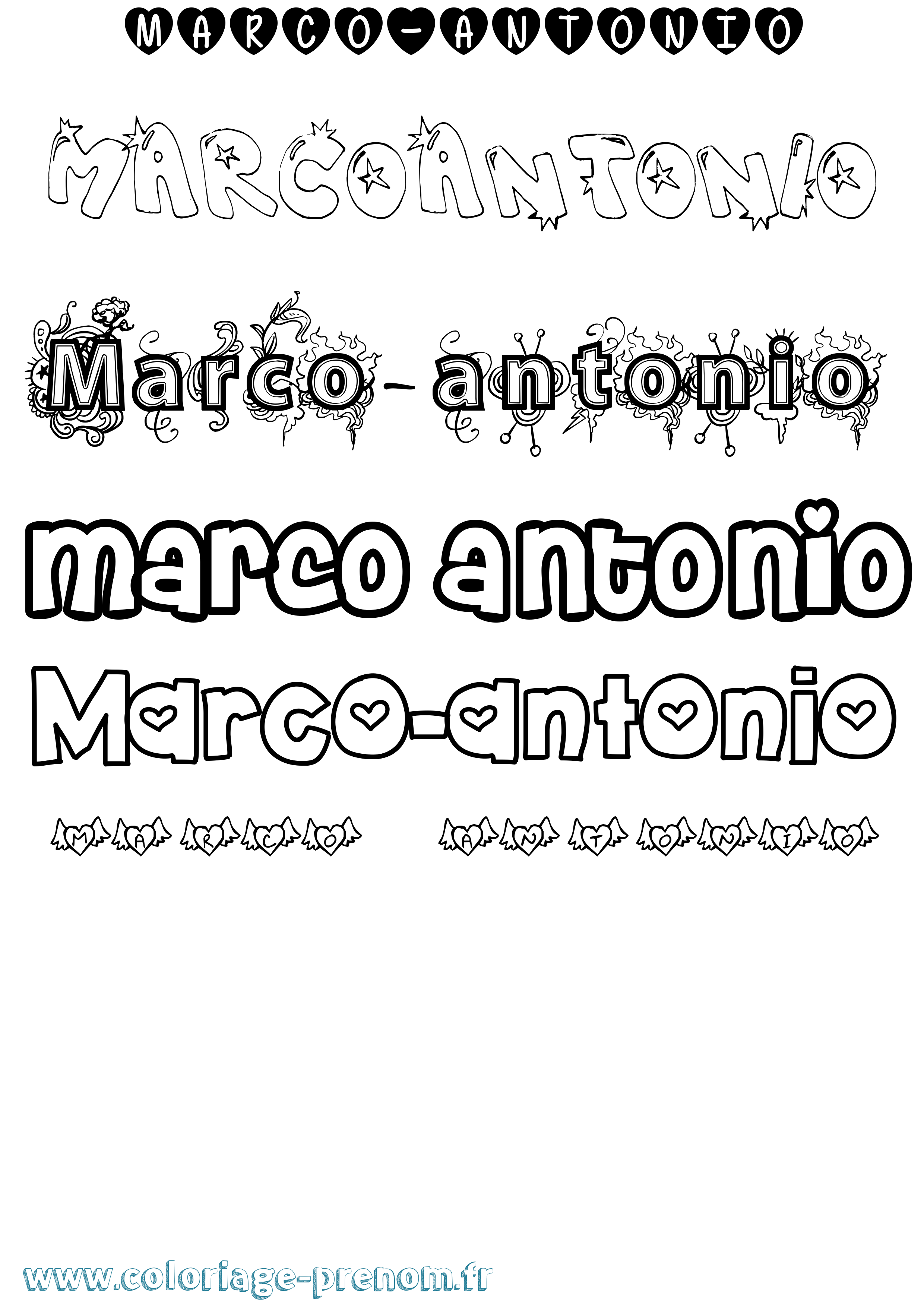 Coloriage Marco-Antonio Girly Coloriage prénom Marco-Antonio Girly