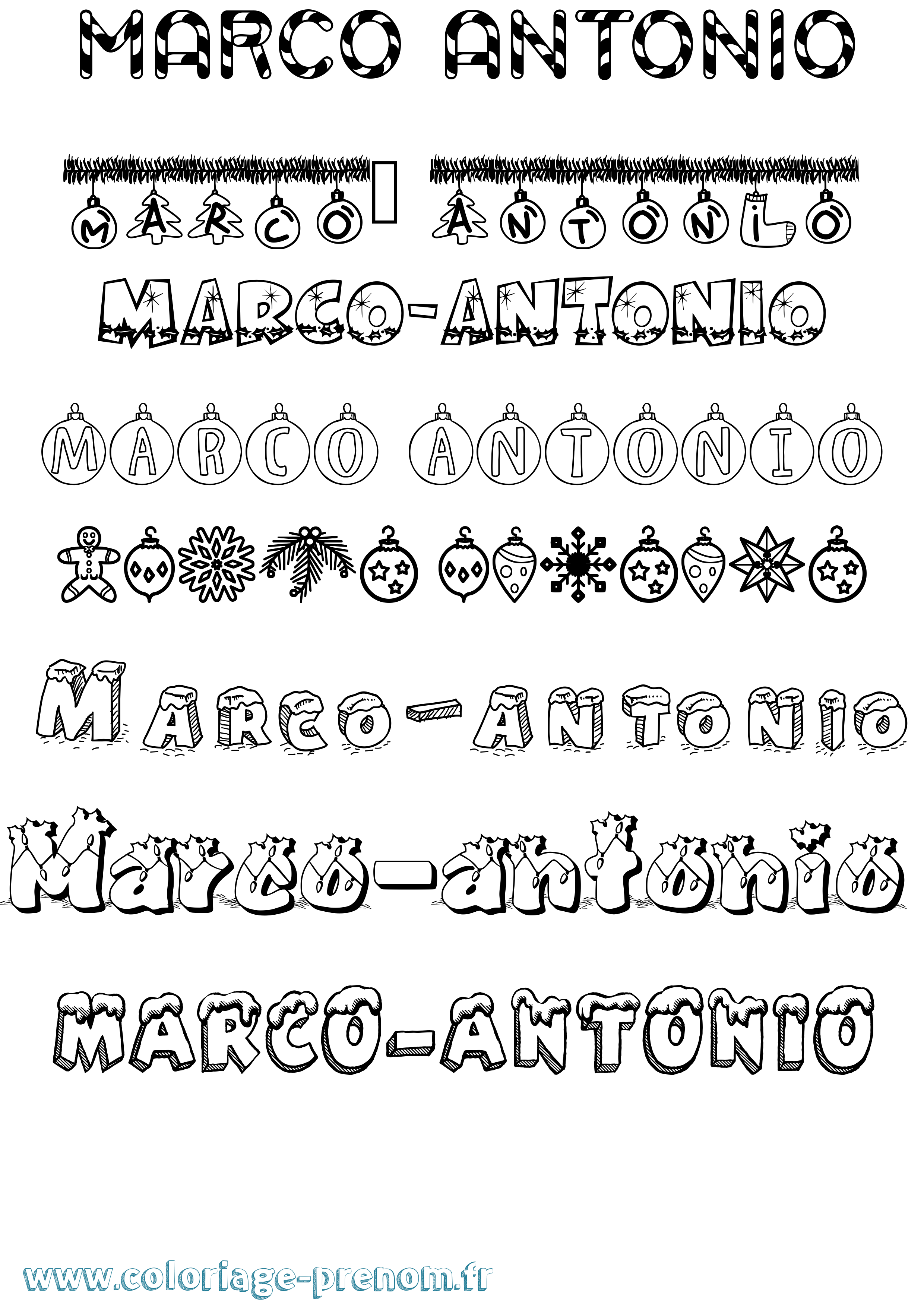Coloriage Marco-Antonio Noël Coloriage prénom Marco-Antonio Noël