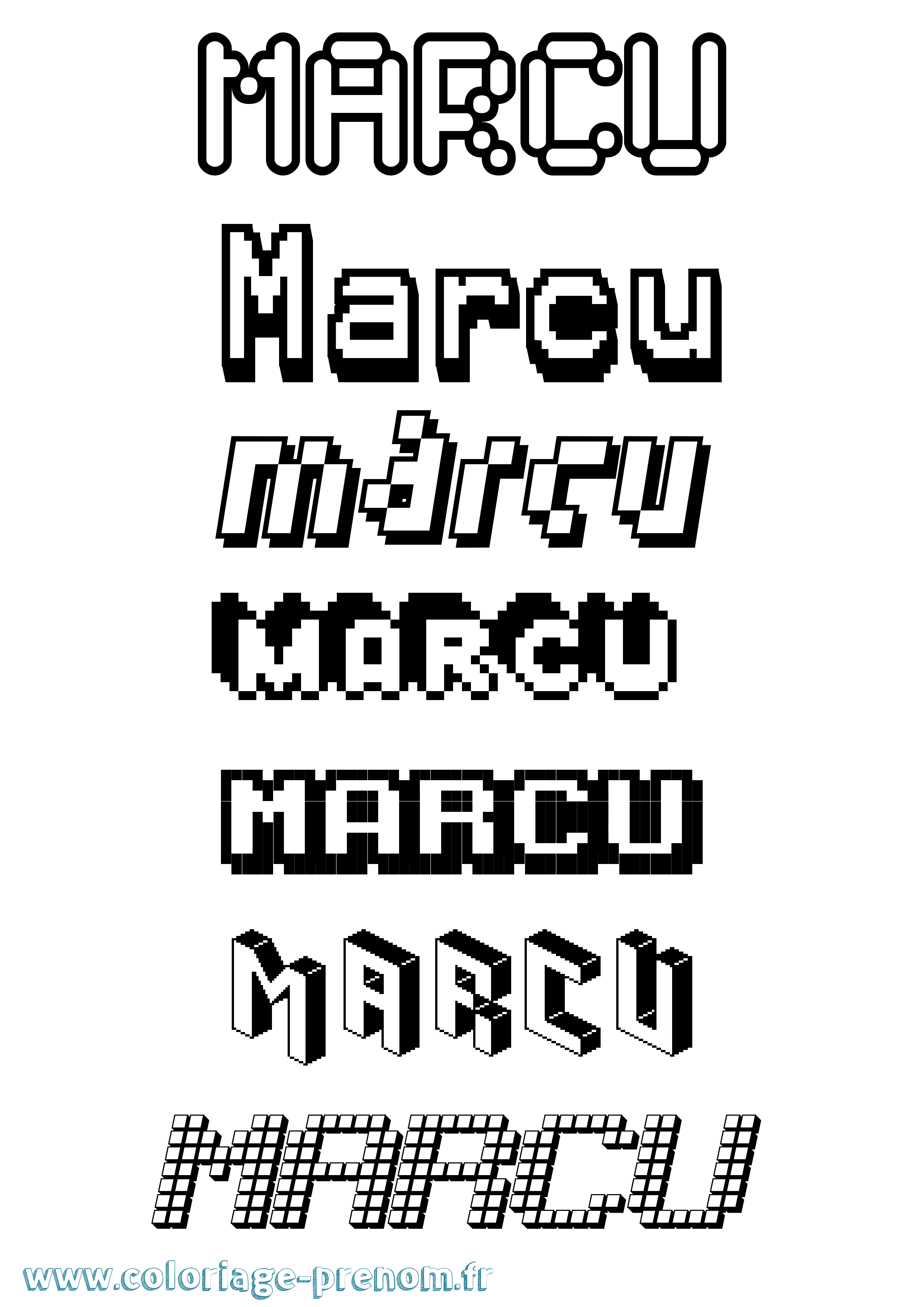 Coloriage Marcu Pixel Coloriage prénom Marcu Pixel