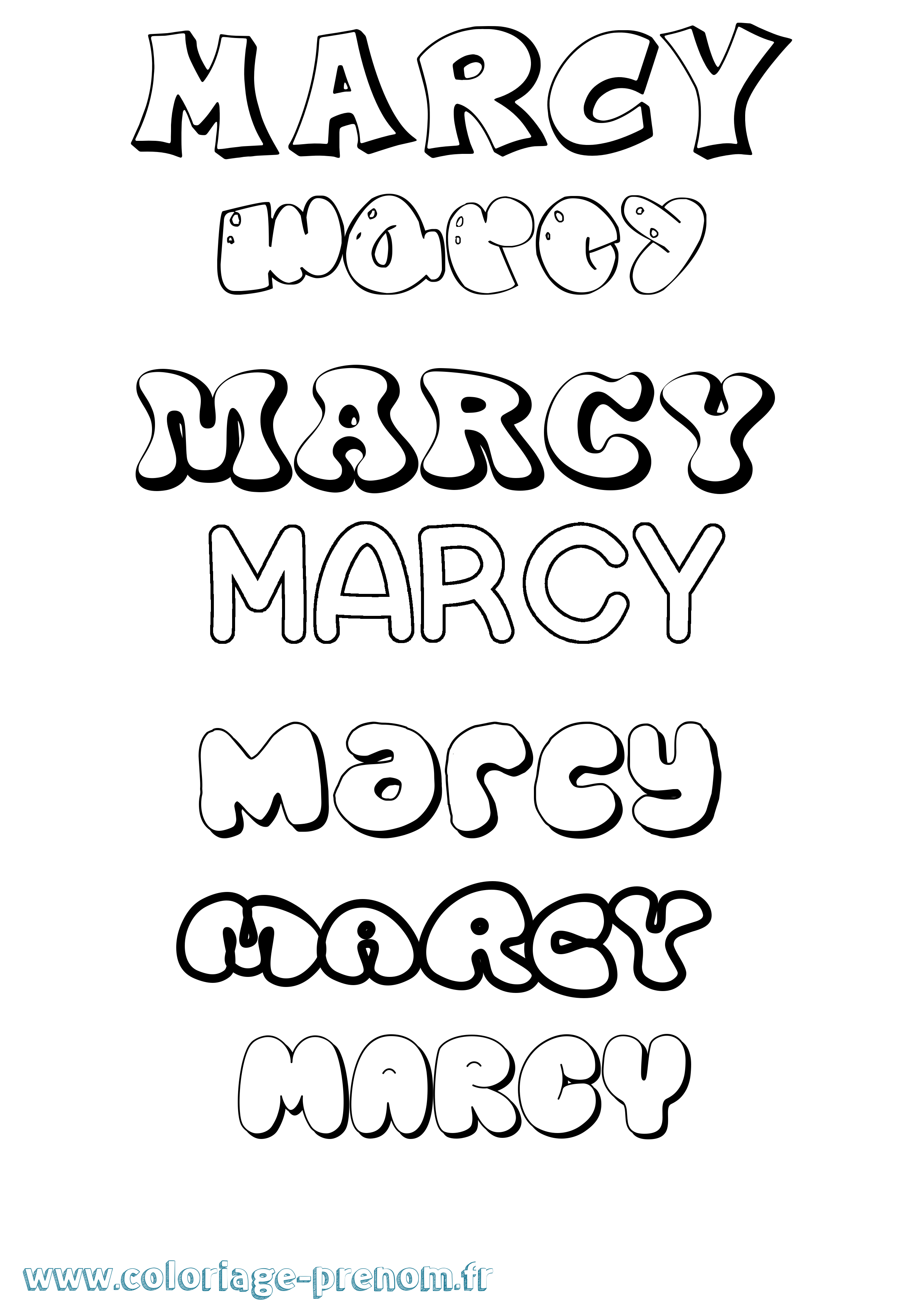 Coloriage Marcy Bubble Coloriage prénom Marcy Bubble