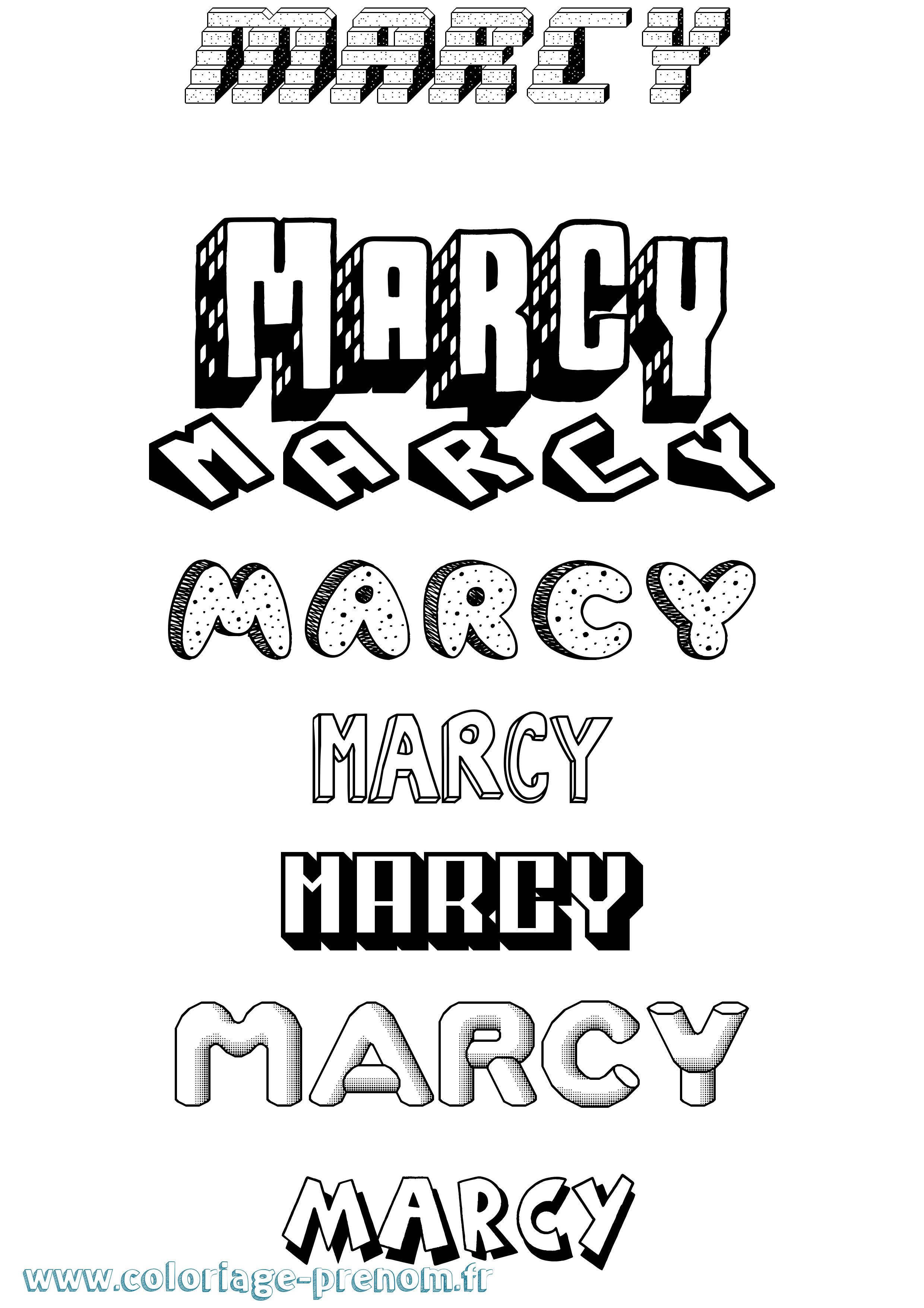 Coloriage Marcy Effet 3D Coloriage prénom Marcy Effet 3D