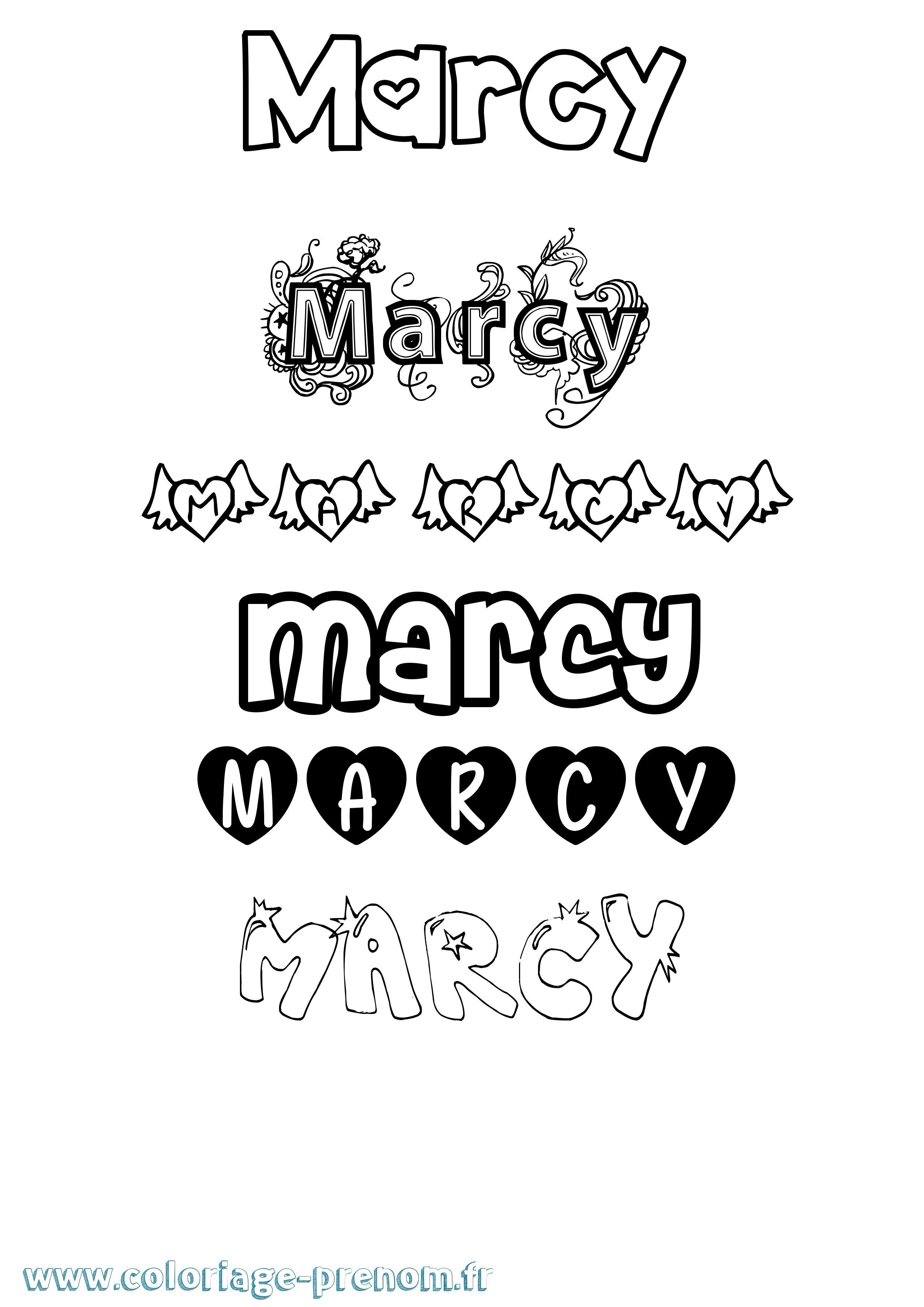 Coloriage Marcy Girly Coloriage prénom Marcy Girly