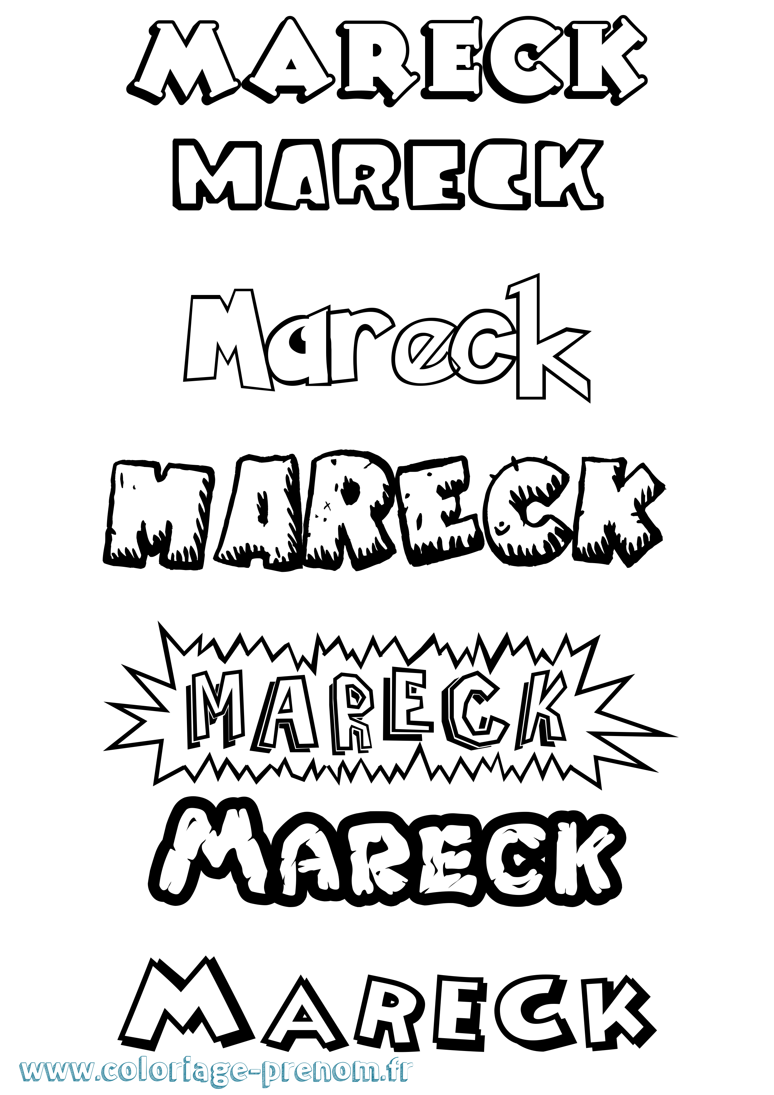 Coloriage Mareck Dessin Animé Coloriage prénom Mareck Dessin Animé