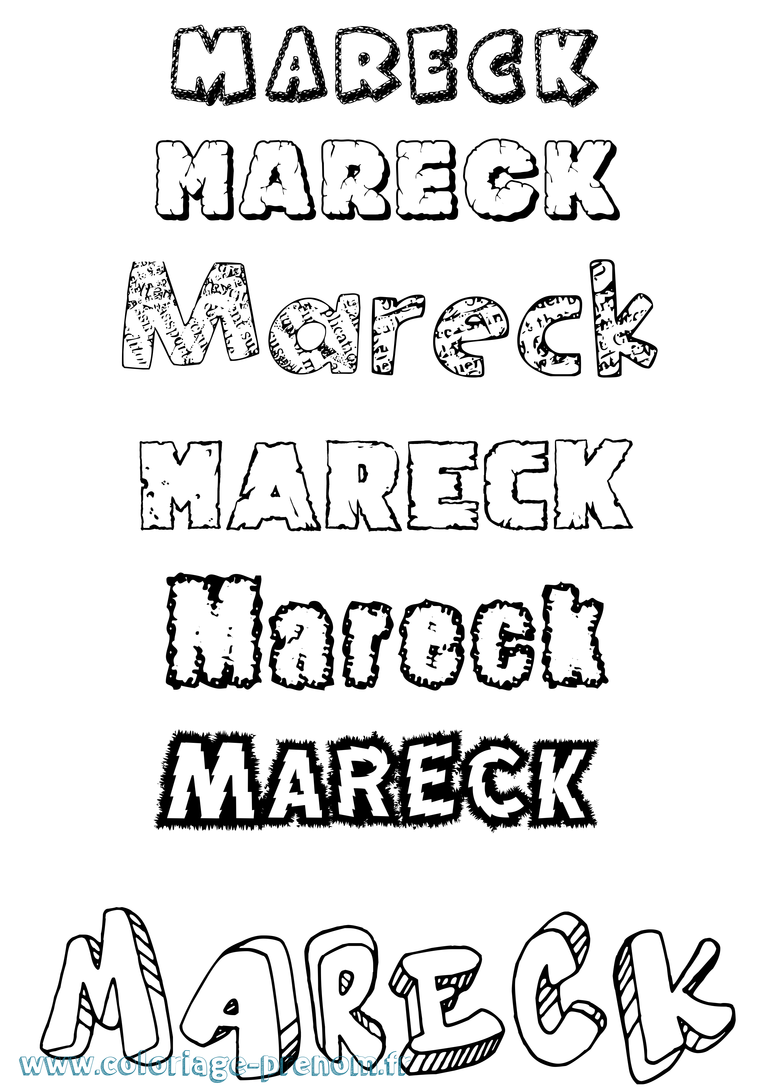 Coloriage Mareck Destructuré Coloriage prénom Mareck Destructuré