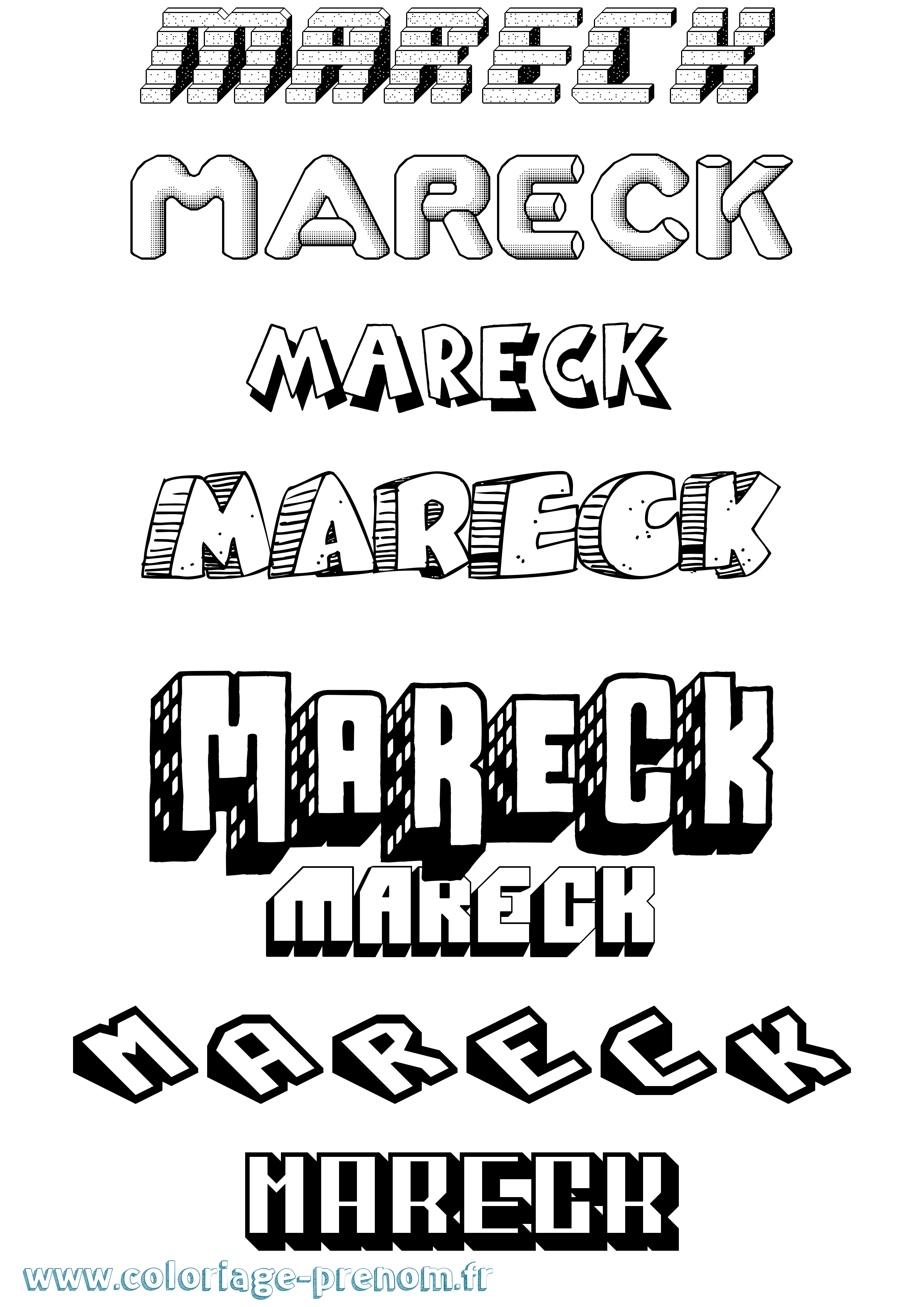 Coloriage Mareck Effet 3D Coloriage prénom Mareck Effet 3D