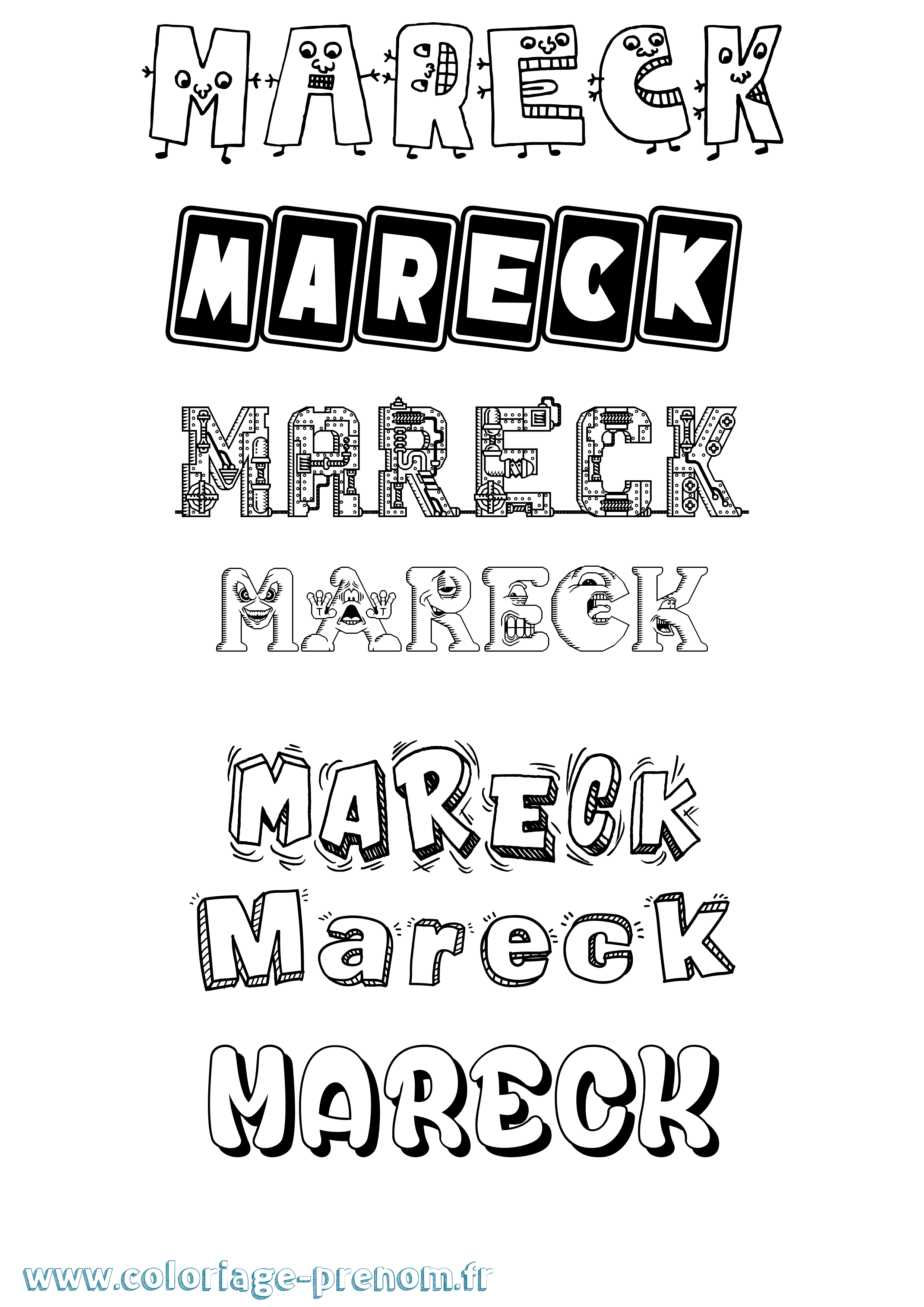 Coloriage Mareck Fun Coloriage prénom Mareck Fun