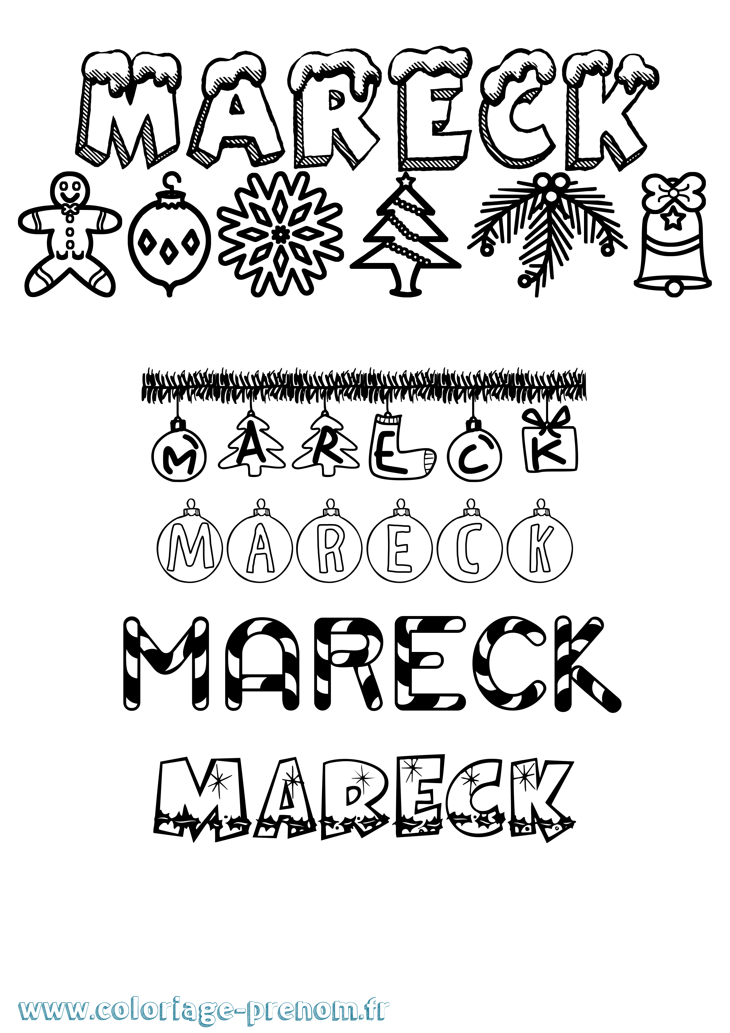 Coloriage Mareck Noël Coloriage prénom Mareck Noël