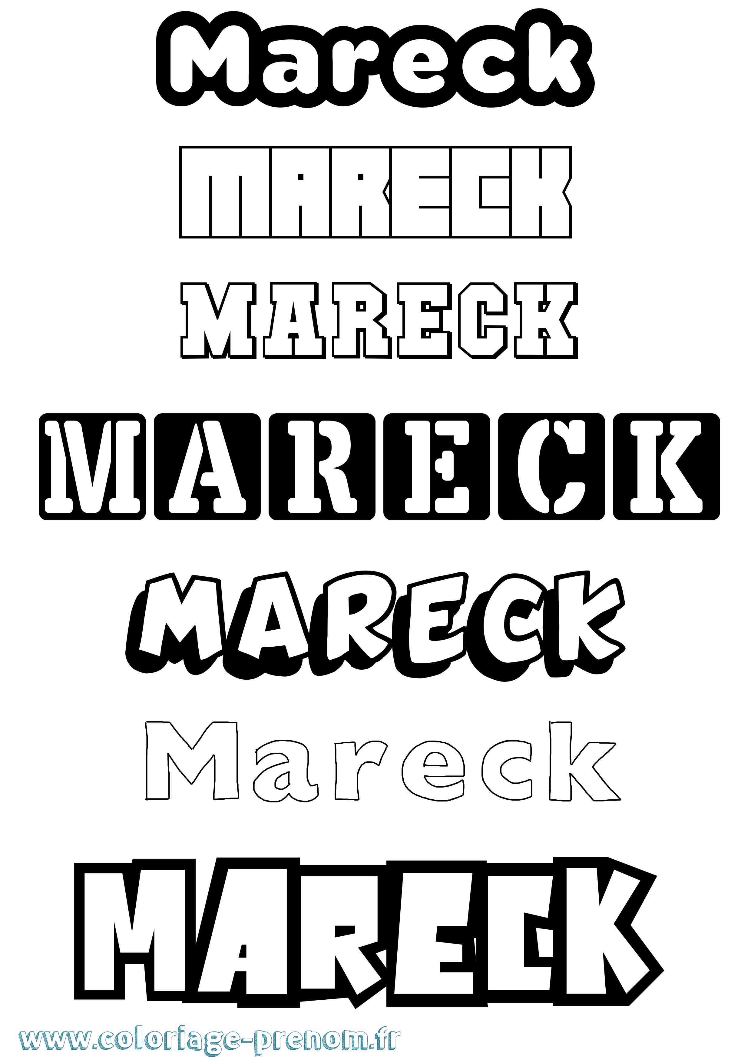 Coloriage Mareck Simple Coloriage prénom Mareck Simple