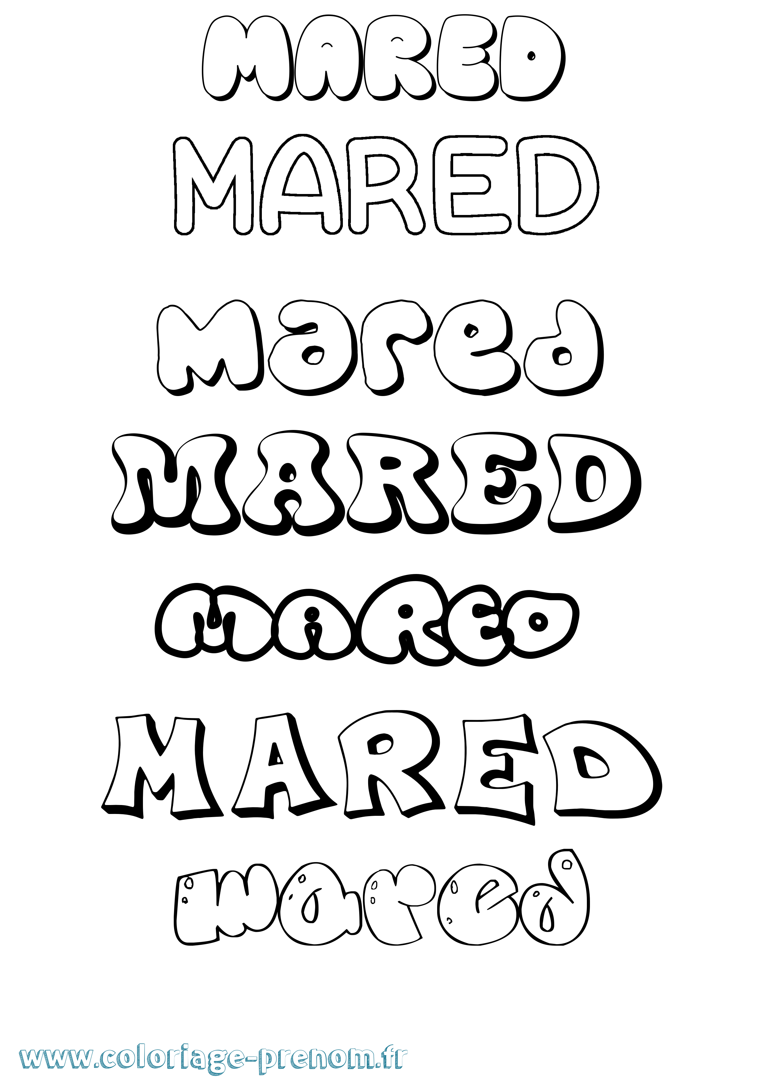 Coloriage Mared Bubble Coloriage prénom Mared Bubble