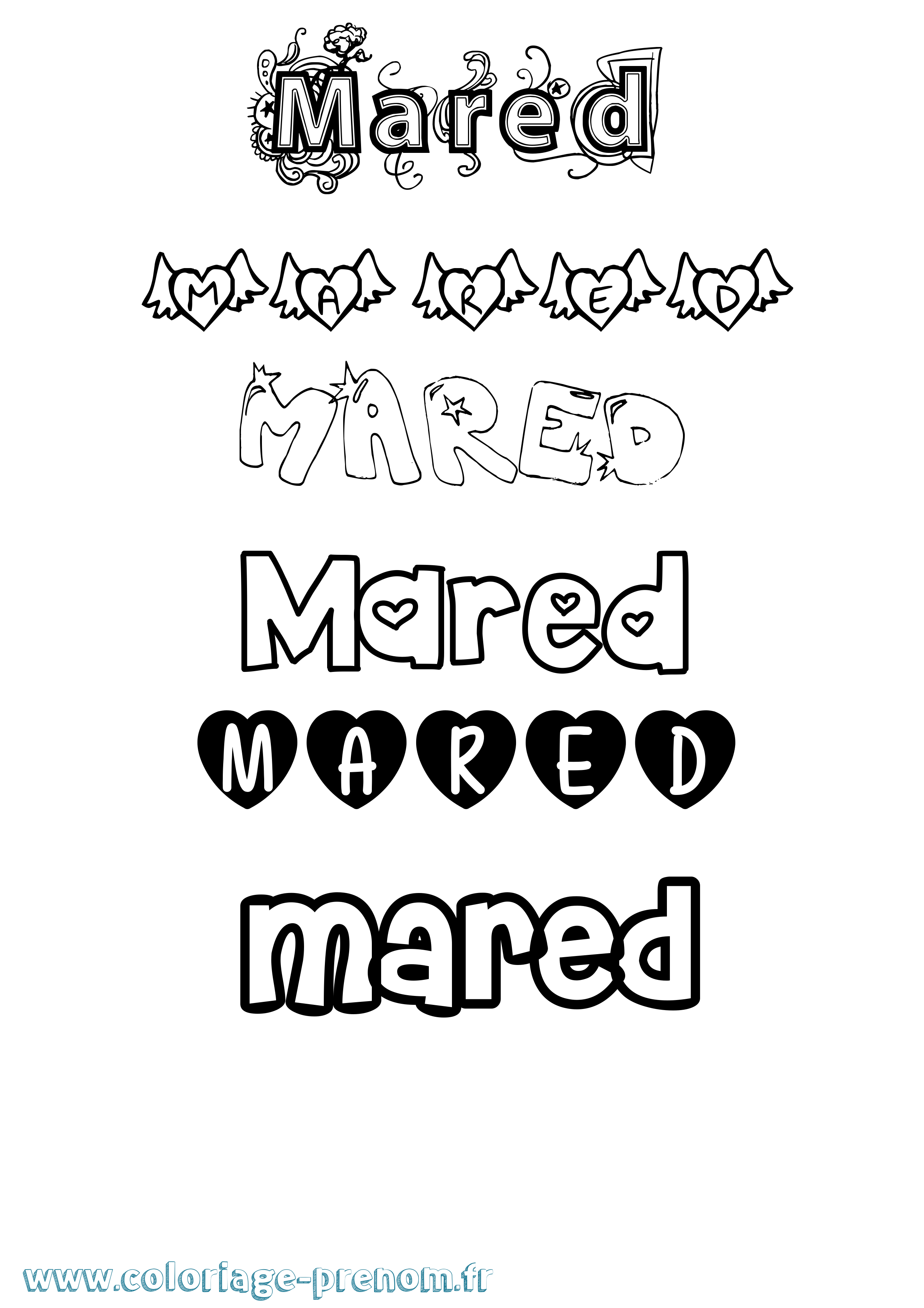 Coloriage Mared Girly Coloriage prénom Mared Girly