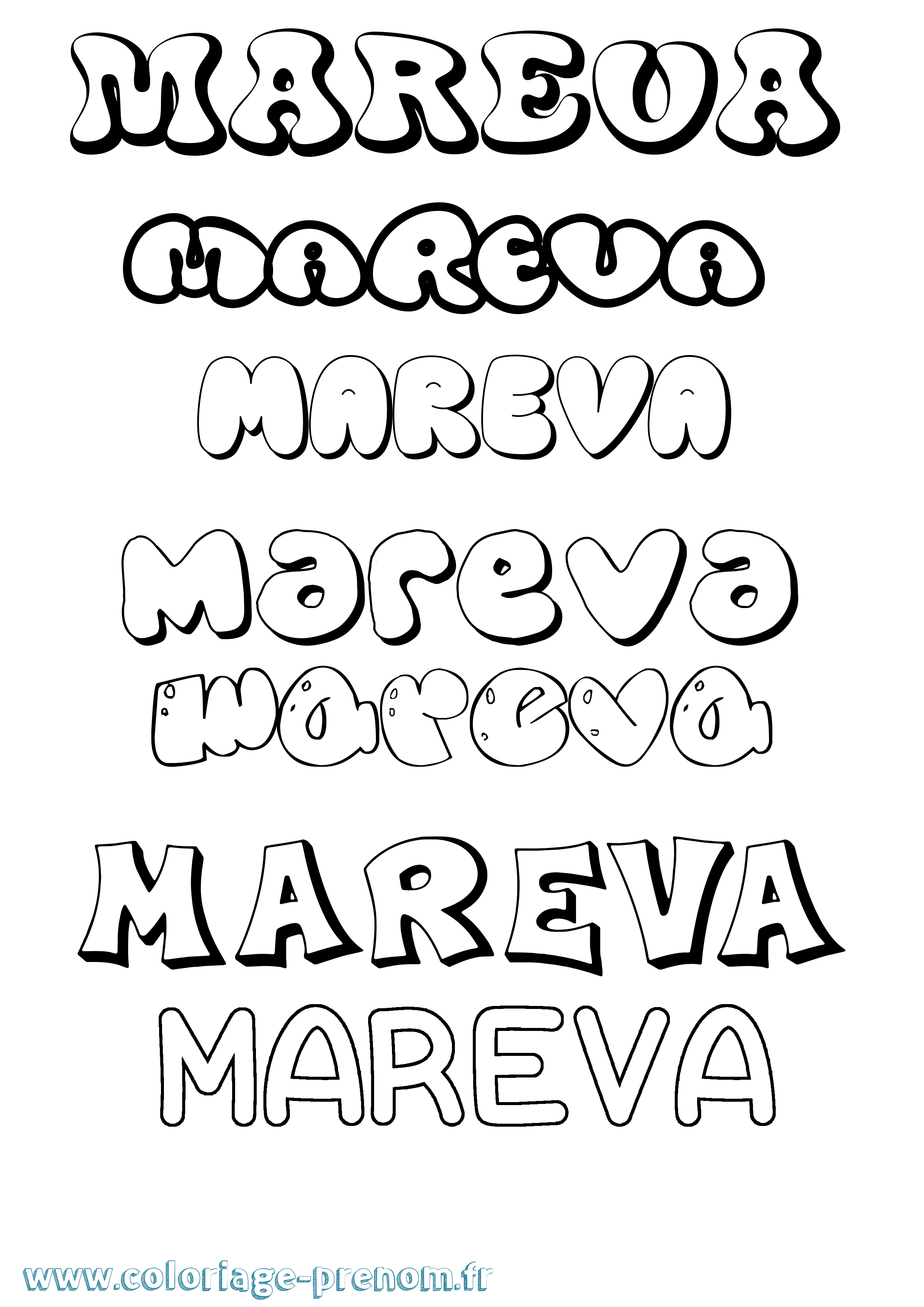 Coloriage Mareva Bubble Coloriage prénom Mareva Bubble