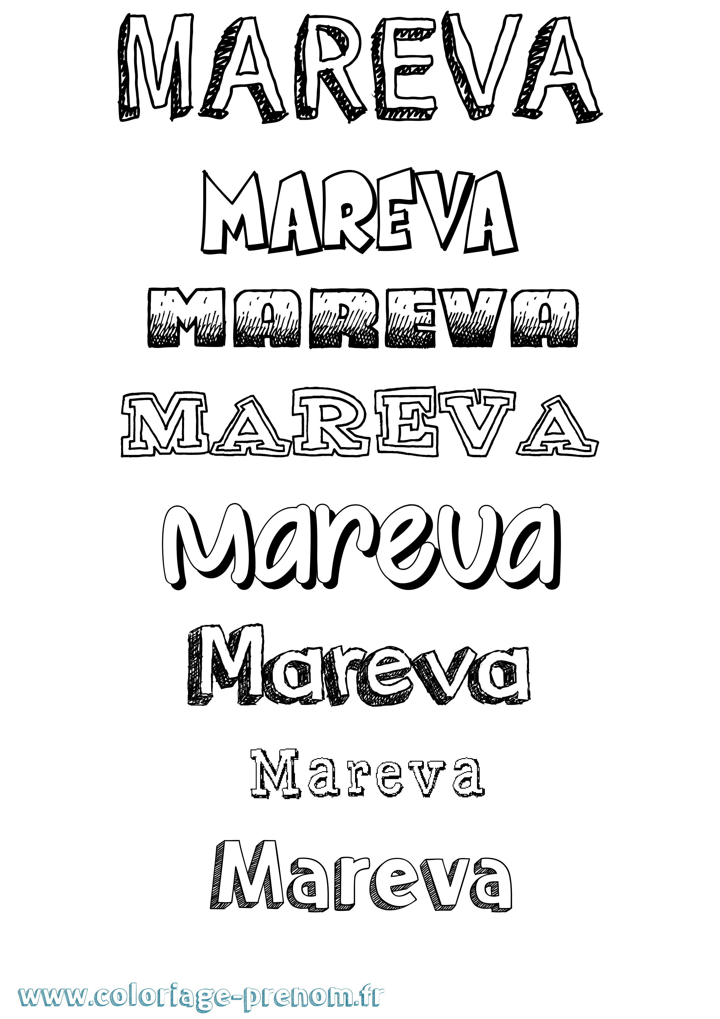 Coloriage Mareva Dessiné Coloriage prénom Mareva Dessiné