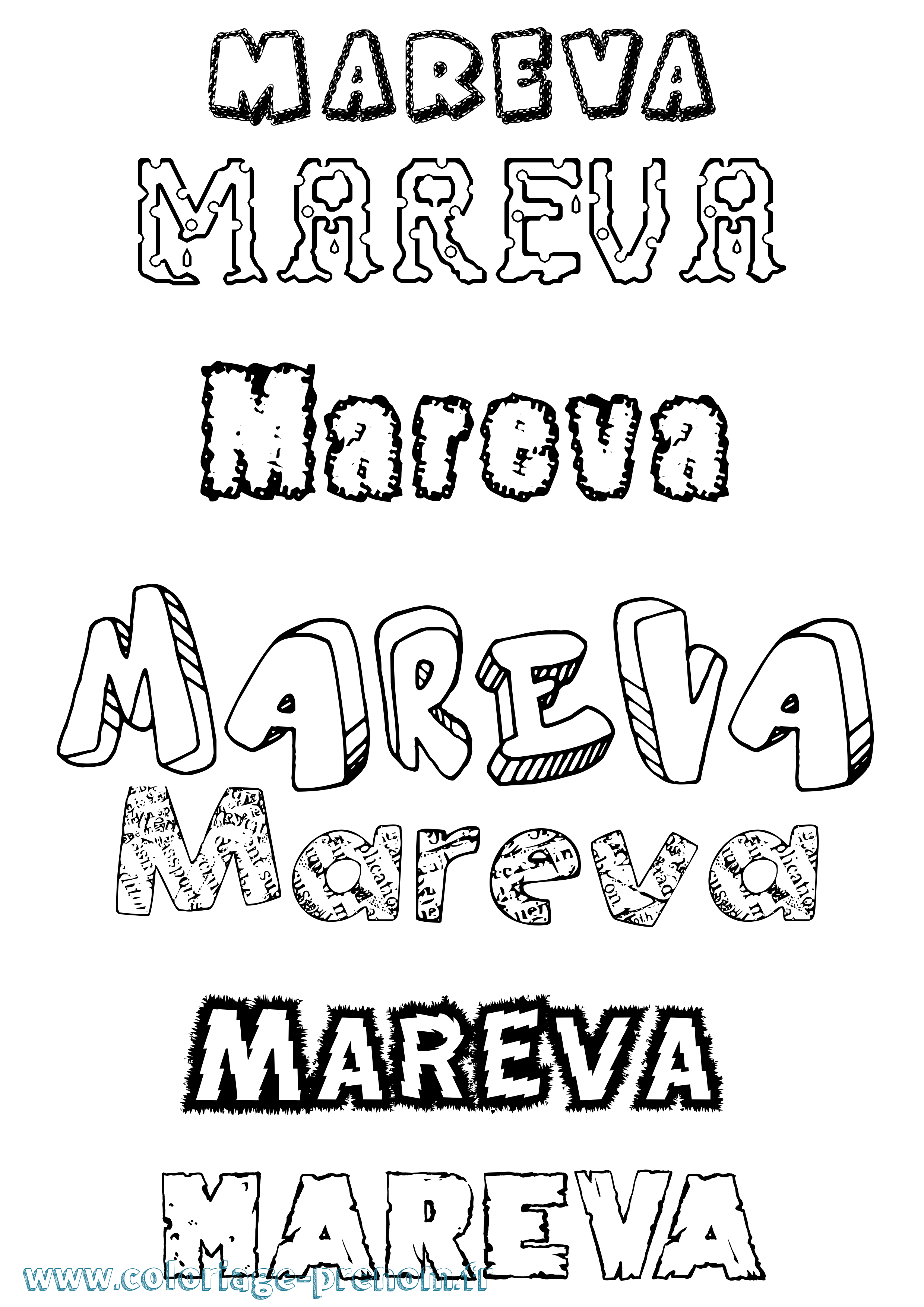 Coloriage Mareva Destructuré Coloriage prénom Mareva Destructuré