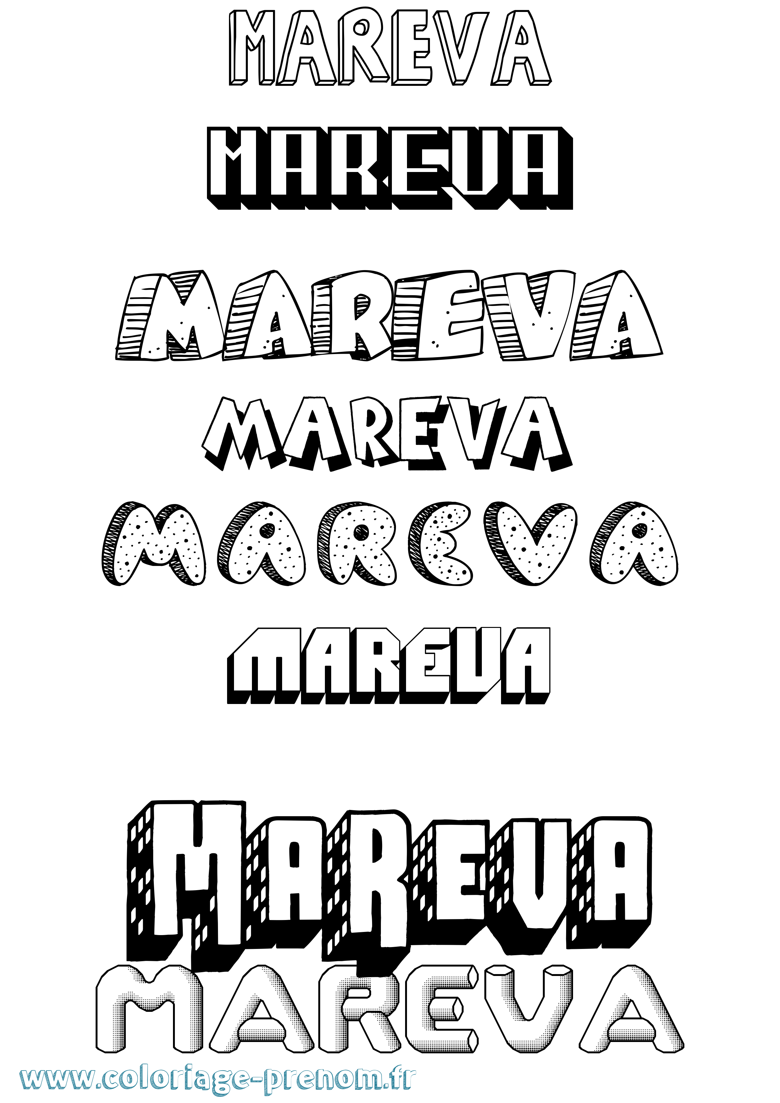 Coloriage Mareva Effet 3D Coloriage prénom Mareva Effet 3D