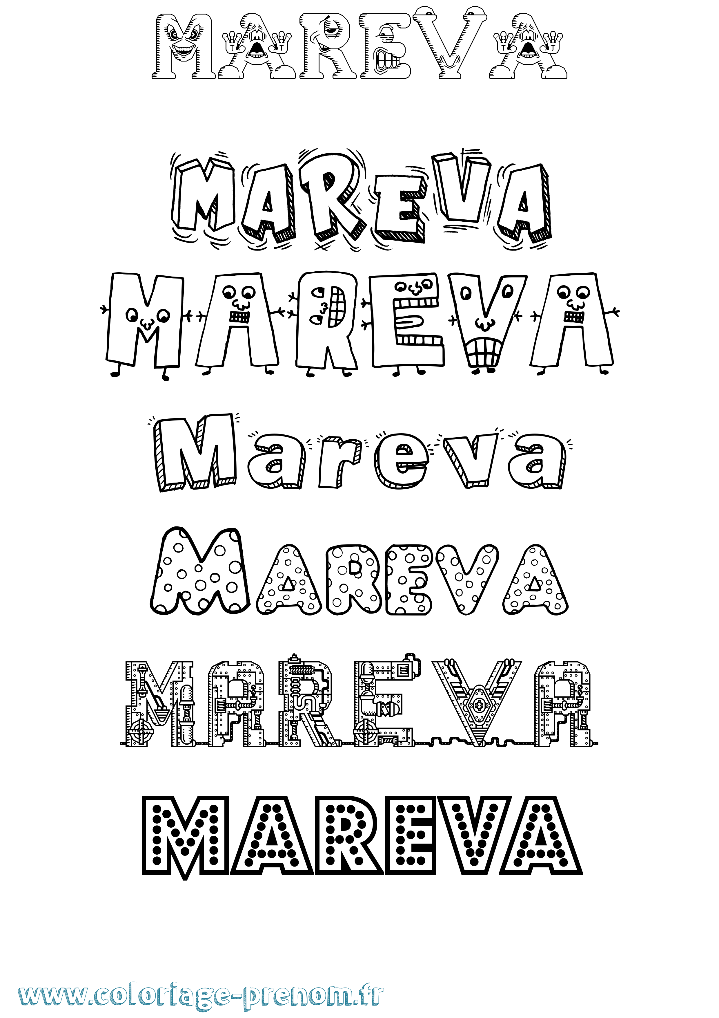 Coloriage Mareva Fun Coloriage prénom Mareva Fun