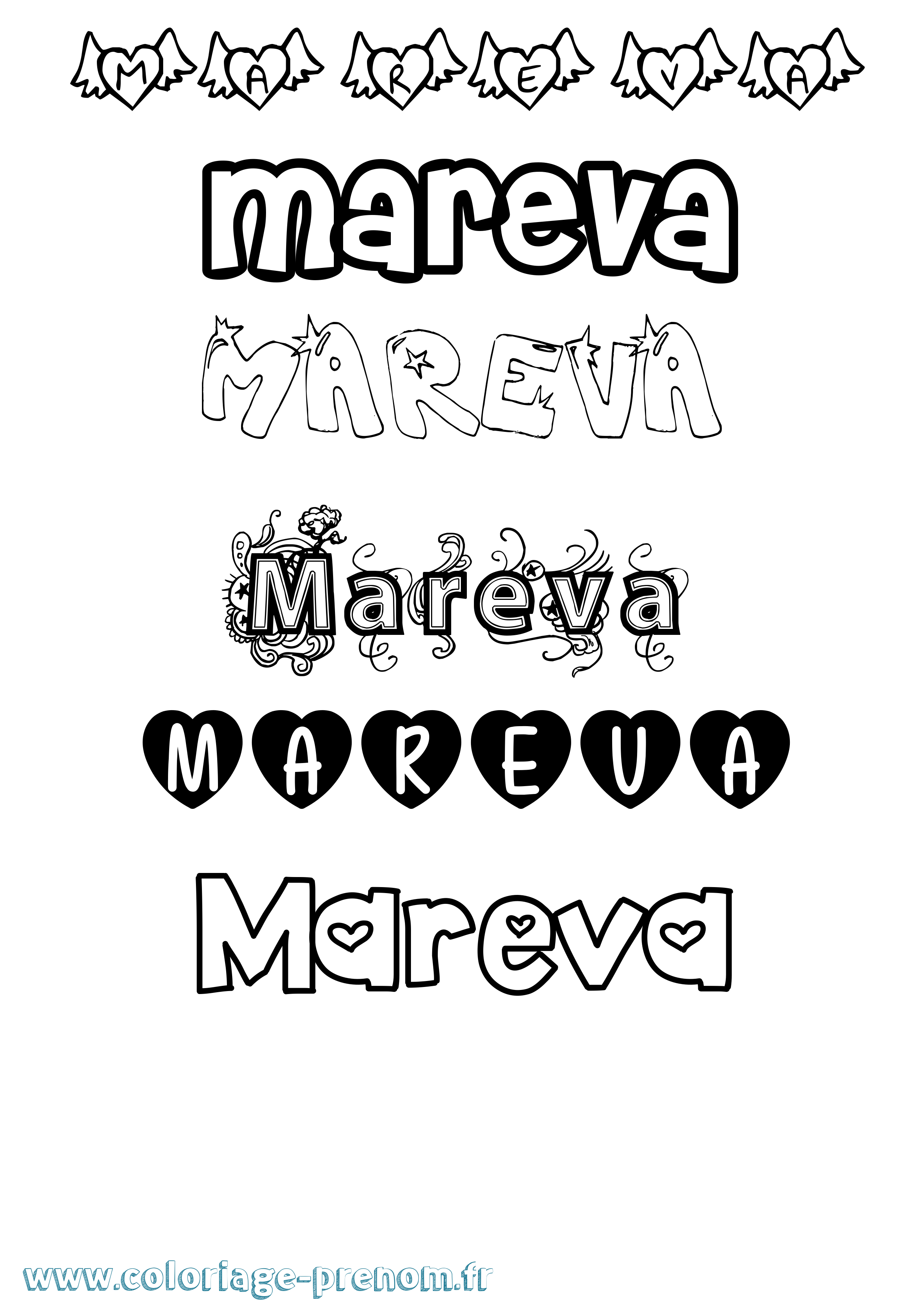 Coloriage Mareva Girly Coloriage prénom Mareva Girly
