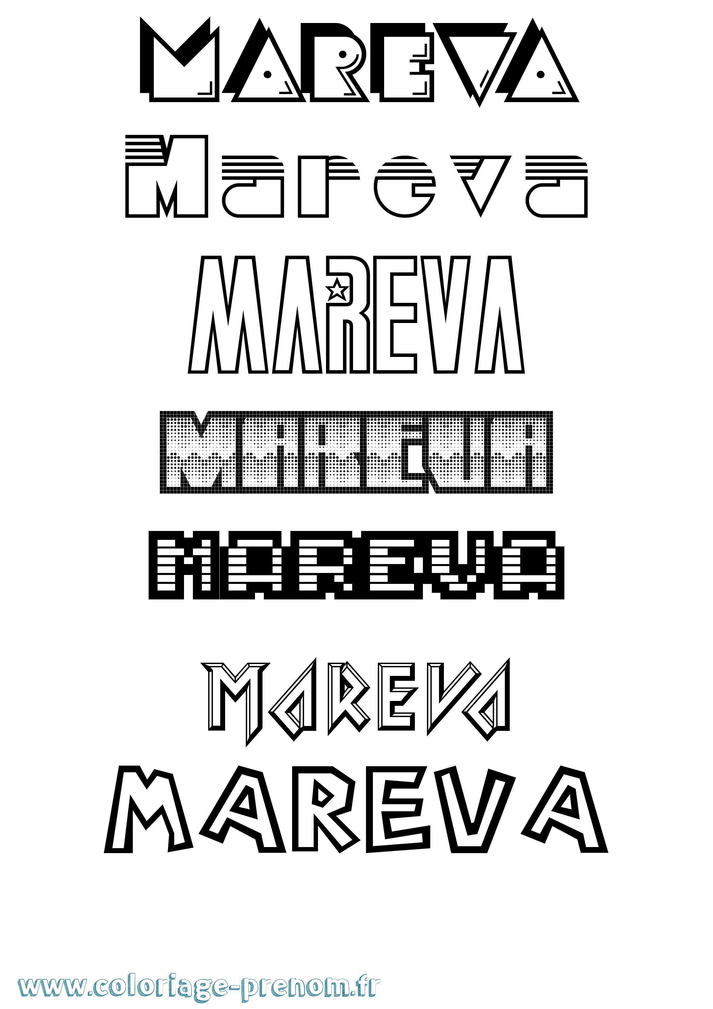 Coloriage Mareva Jeux Vidéos Coloriage prénom Mareva Jeux Vidéos