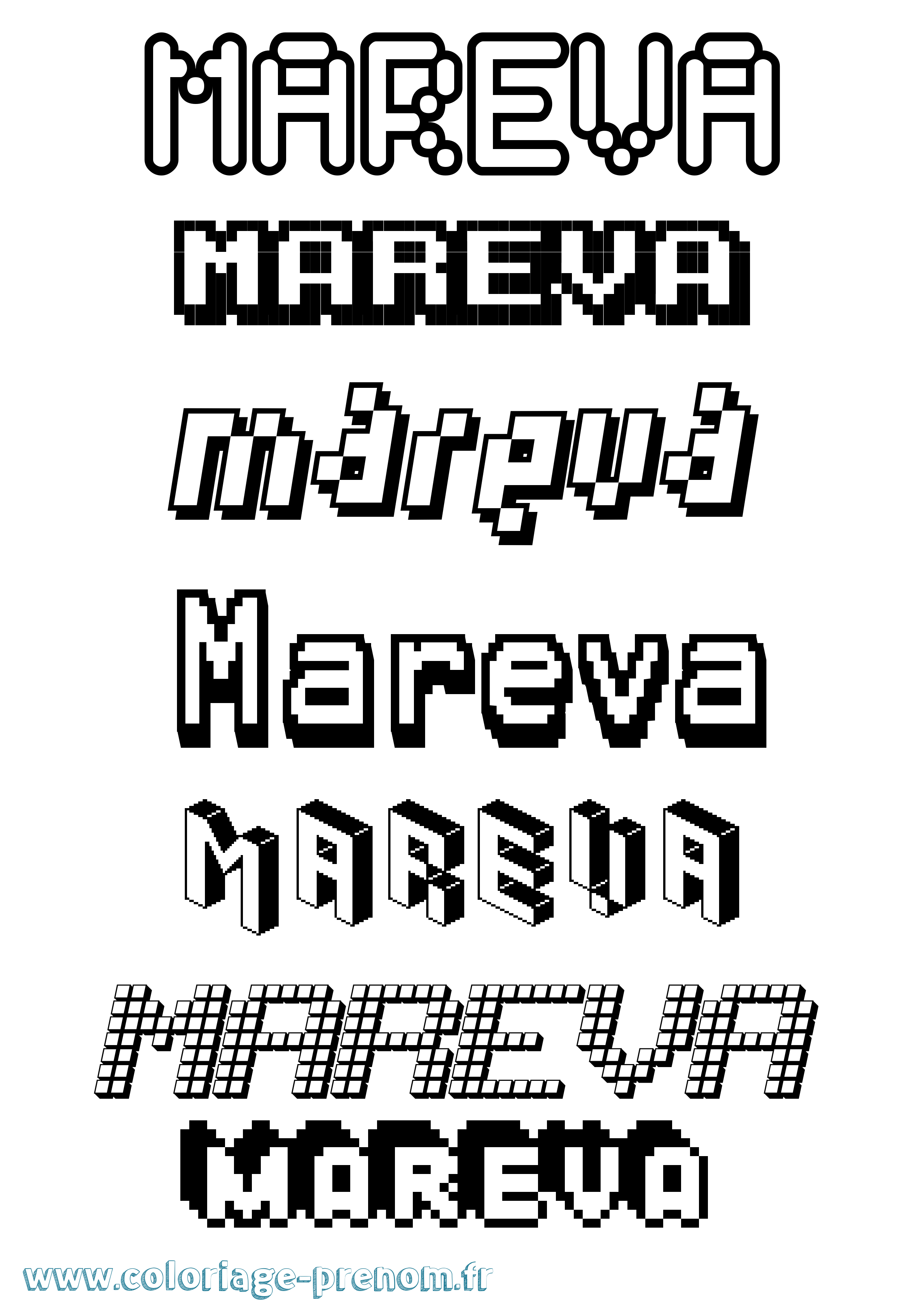 Coloriage Mareva Pixel Coloriage prénom Mareva Pixel