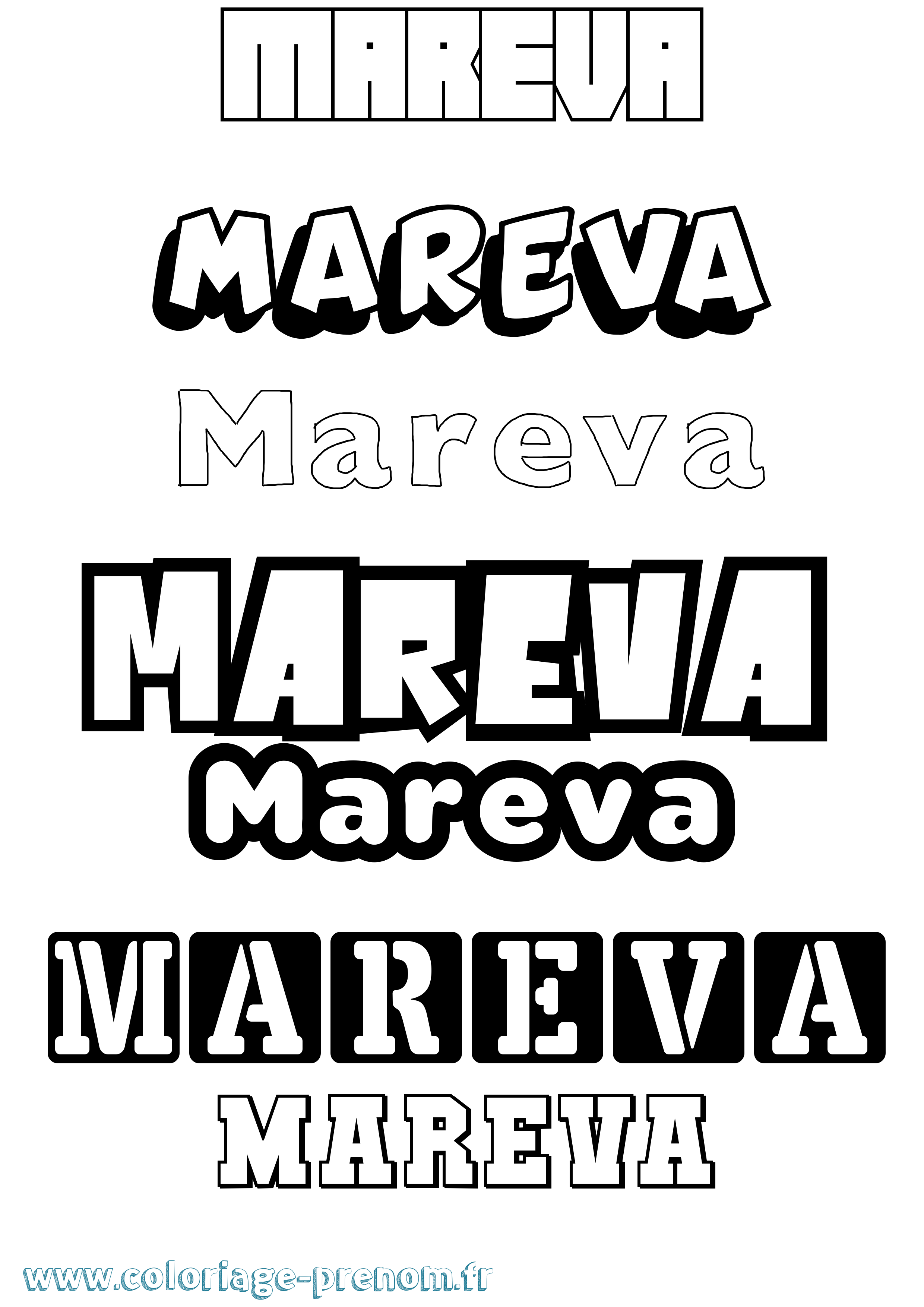 Coloriage Mareva Simple Coloriage prénom Mareva Simple