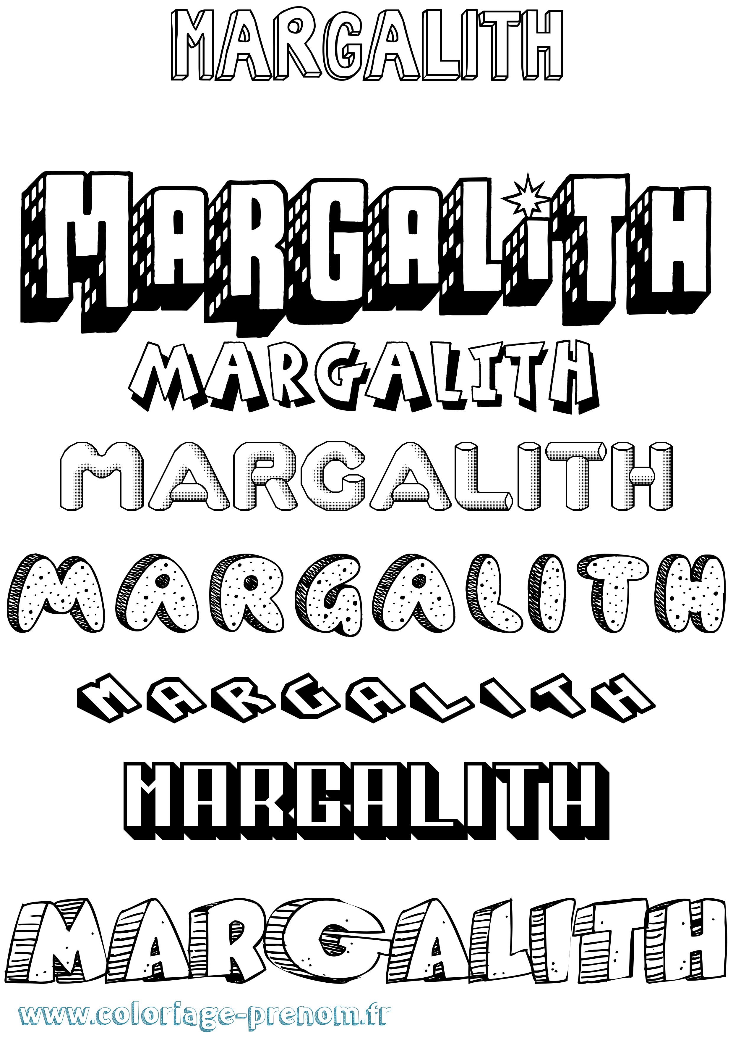 Coloriage Margalith Effet 3D Coloriage prénom Margalith Effet 3D