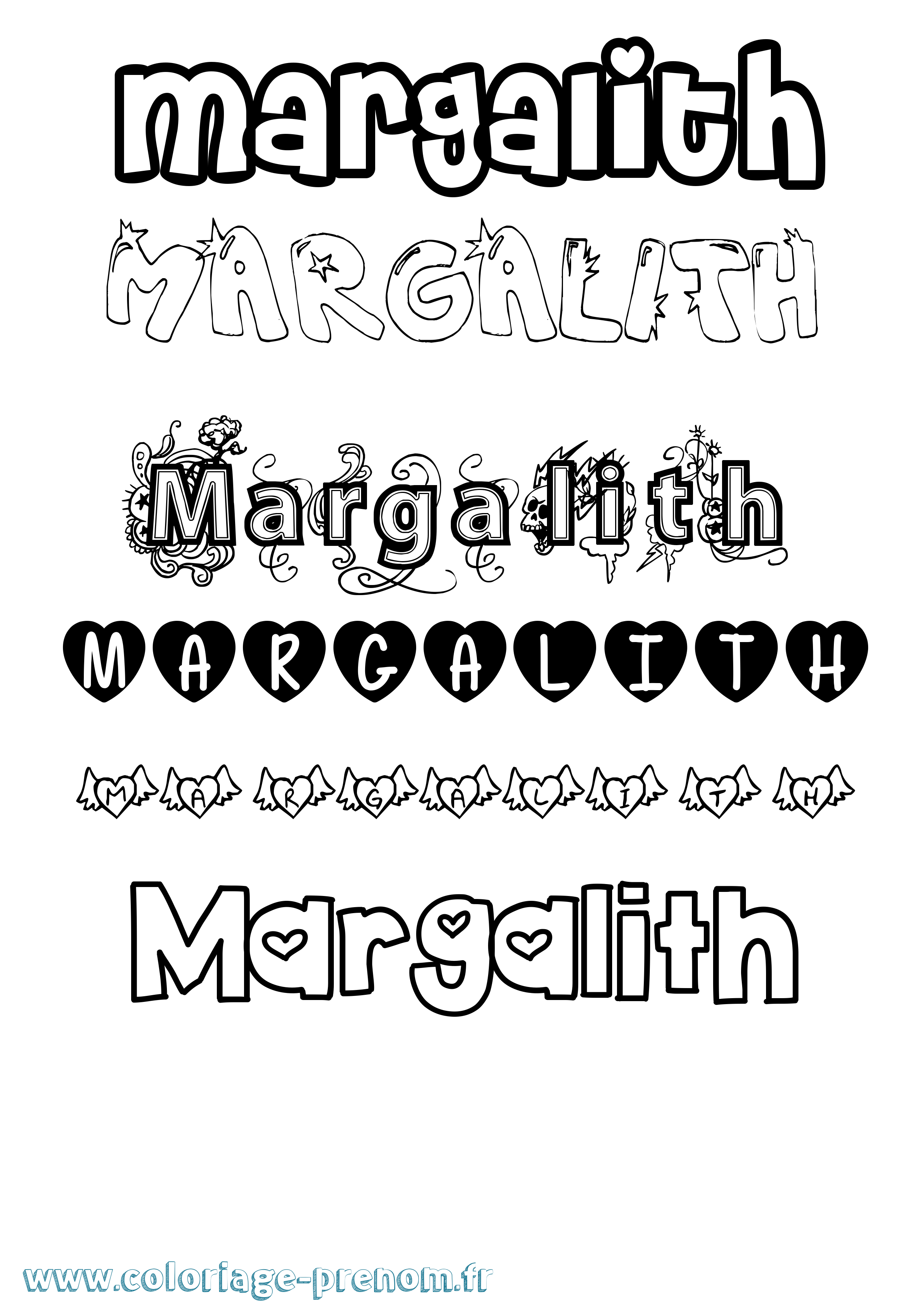 Coloriage Margalith Girly Coloriage prénom Margalith Girly