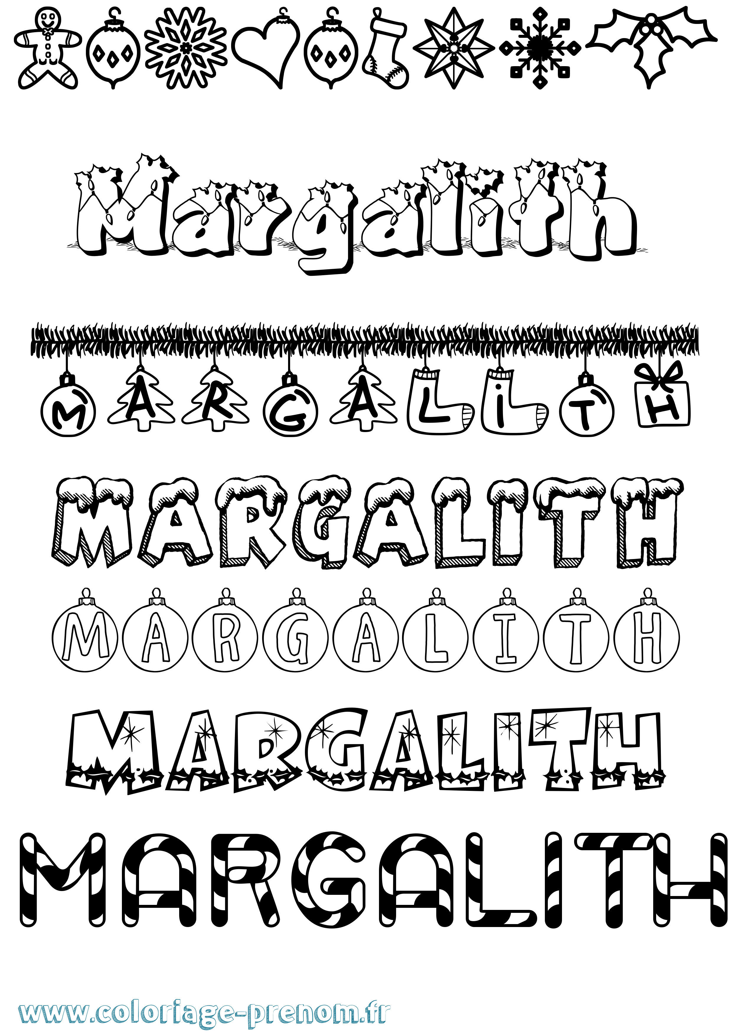 Coloriage Margalith Noël Coloriage prénom Margalith Noël
