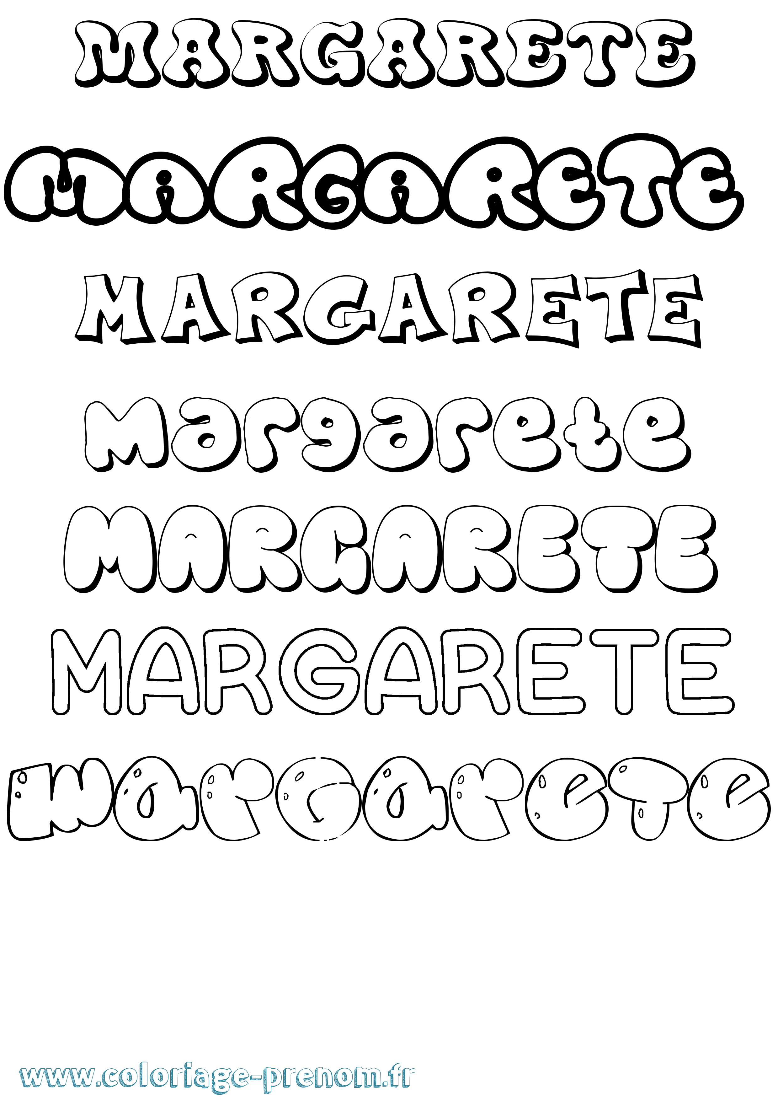 Coloriage Margarete Bubble Coloriage prénom Margarete Bubble