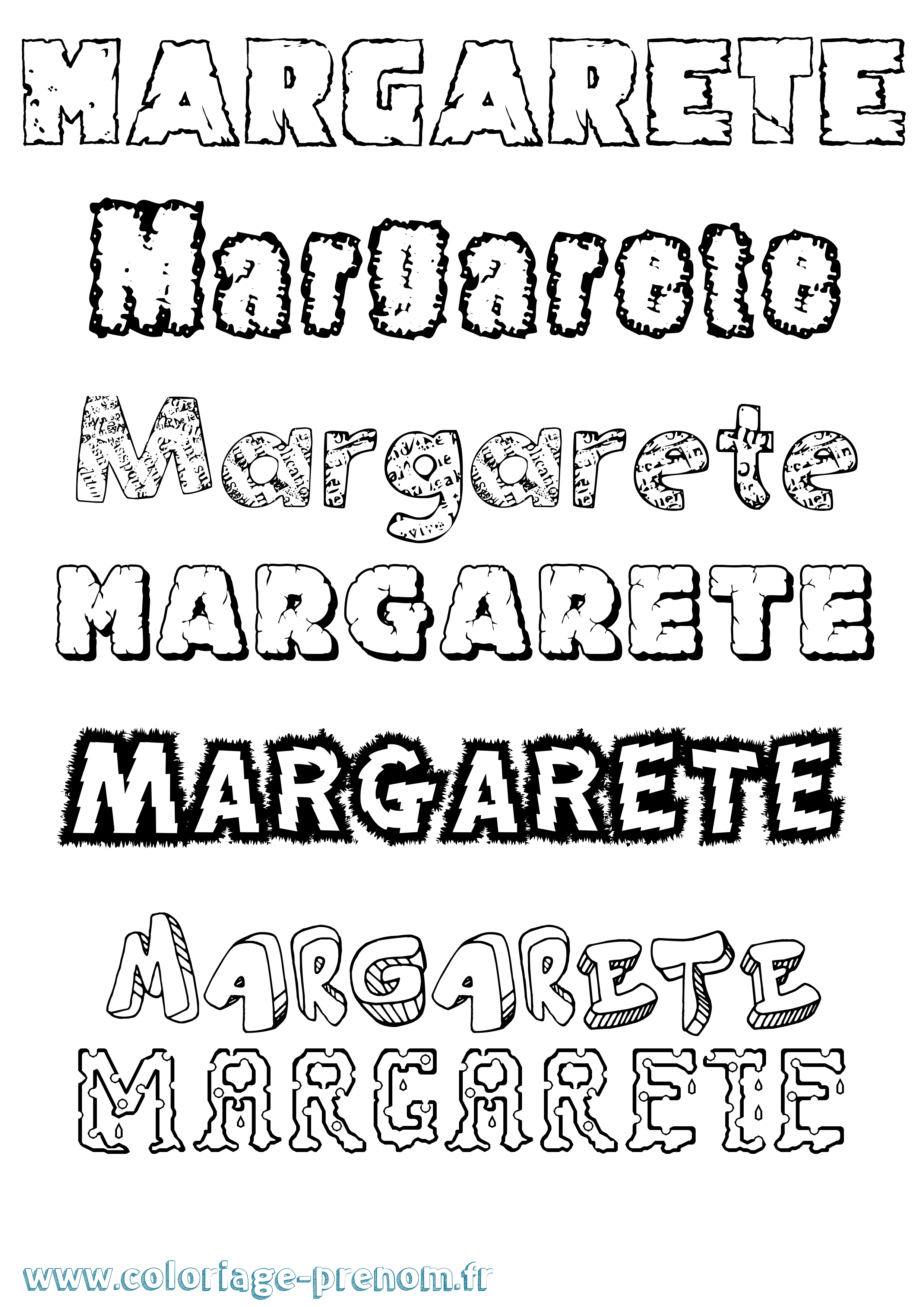 Coloriage Margarete Destructuré Coloriage prénom Margarete Destructuré