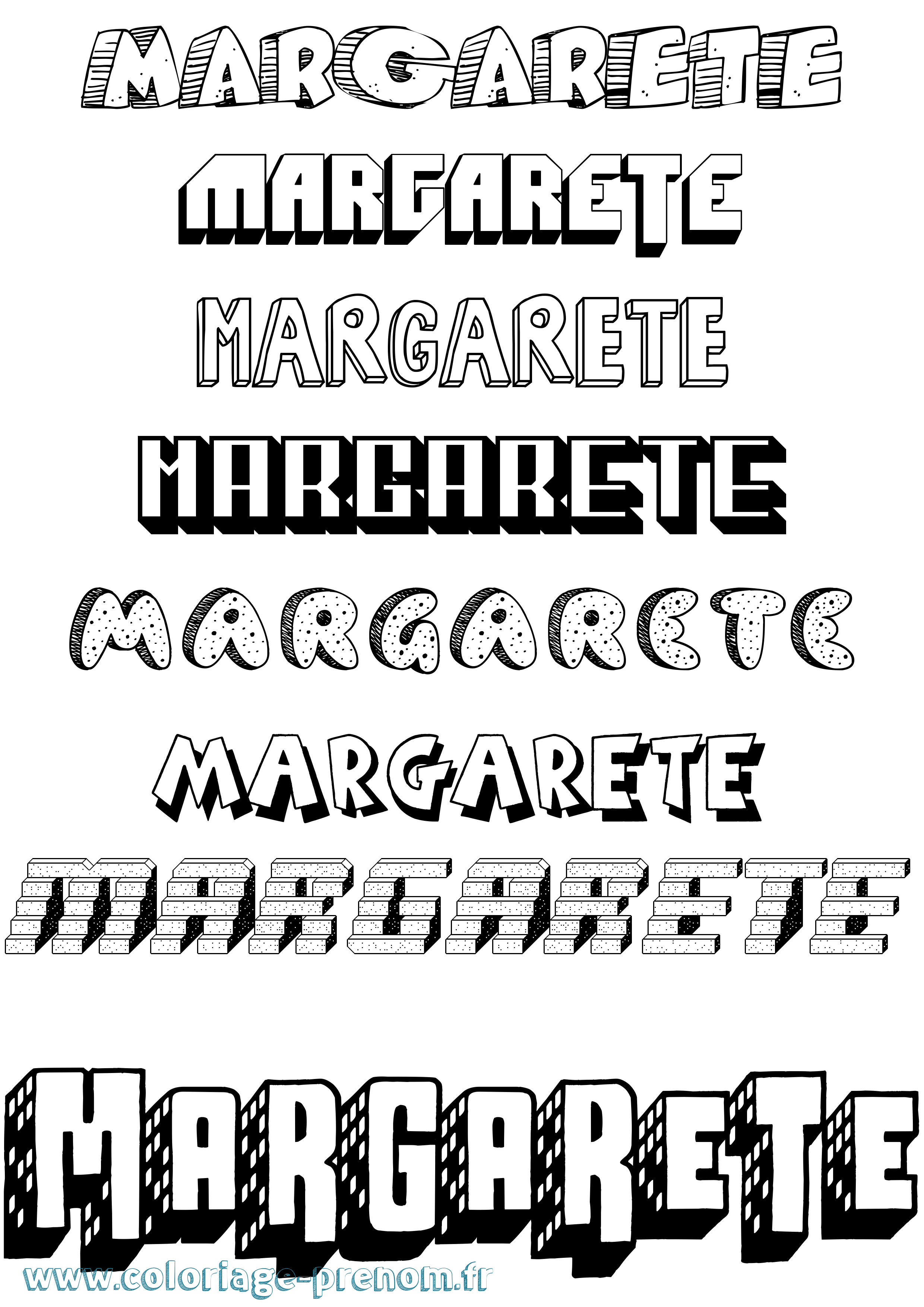 Coloriage Margarete Effet 3D Coloriage prénom Margarete Effet 3D
