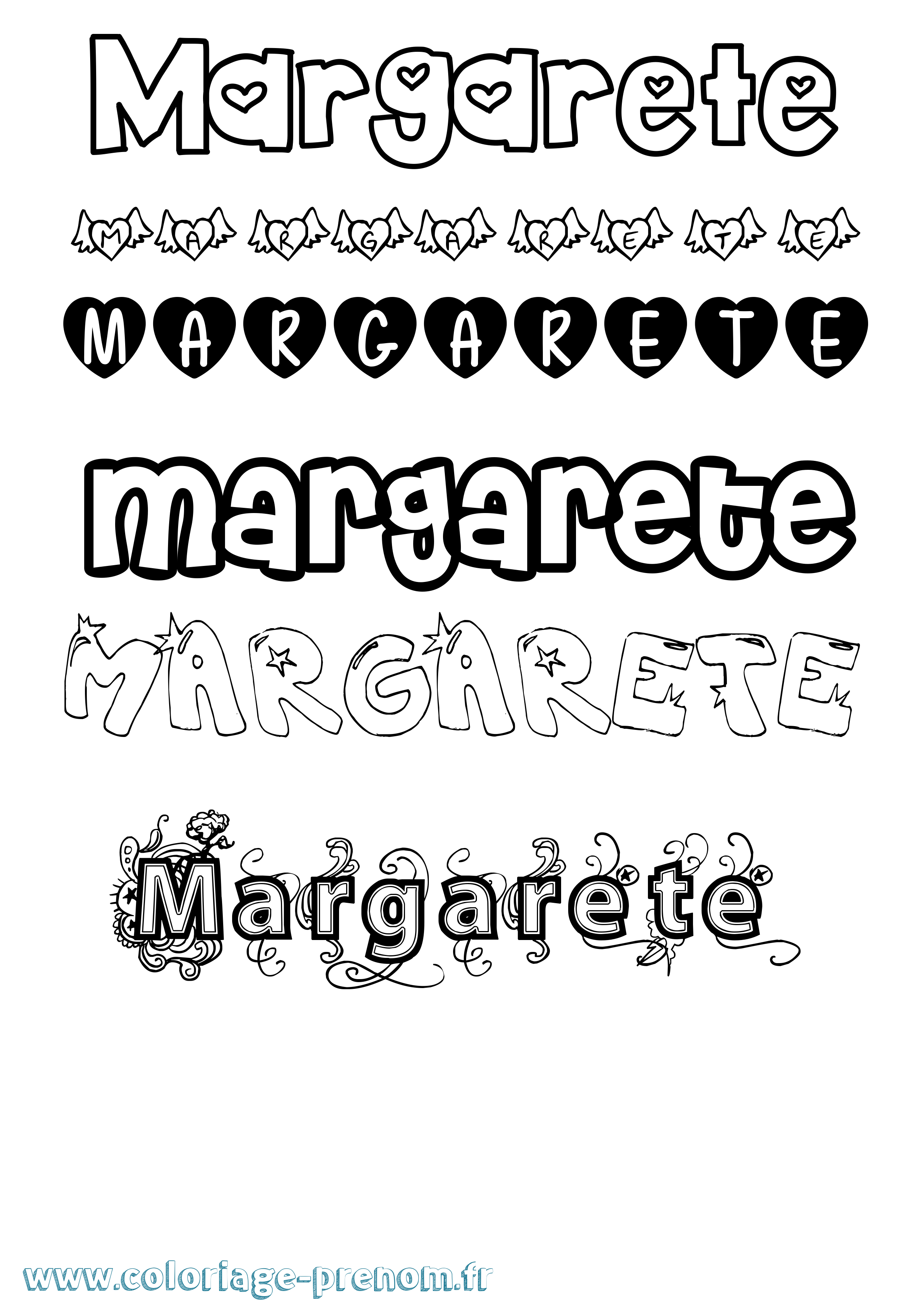 Coloriage Margarete Girly Coloriage prénom Margarete Girly