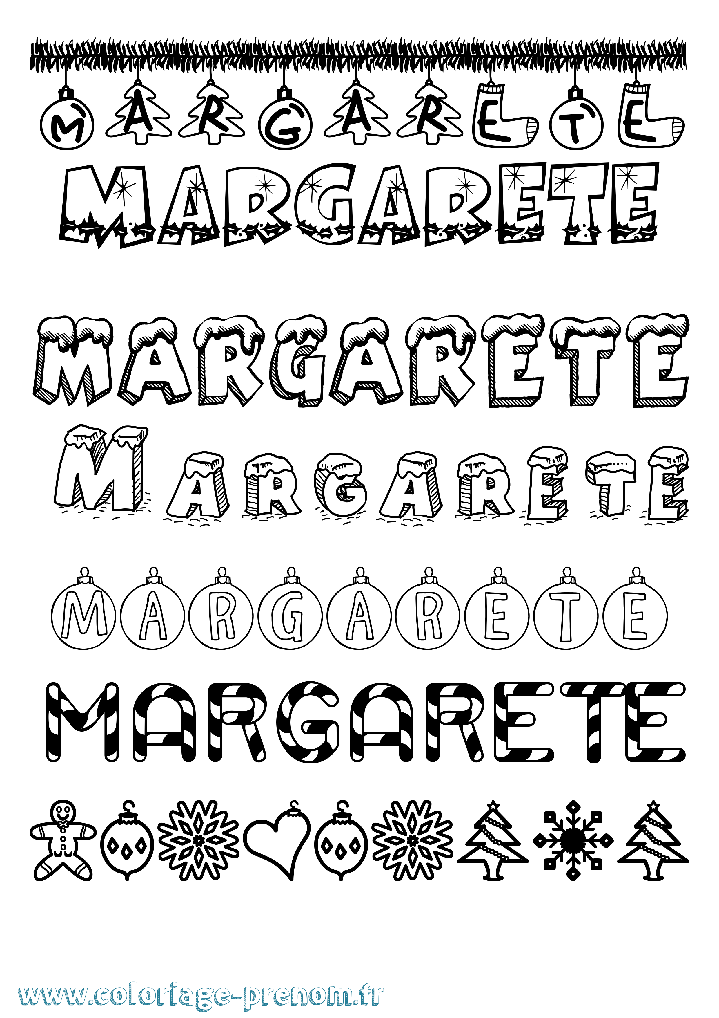 Coloriage Margarete Noël Coloriage prénom Margarete Noël