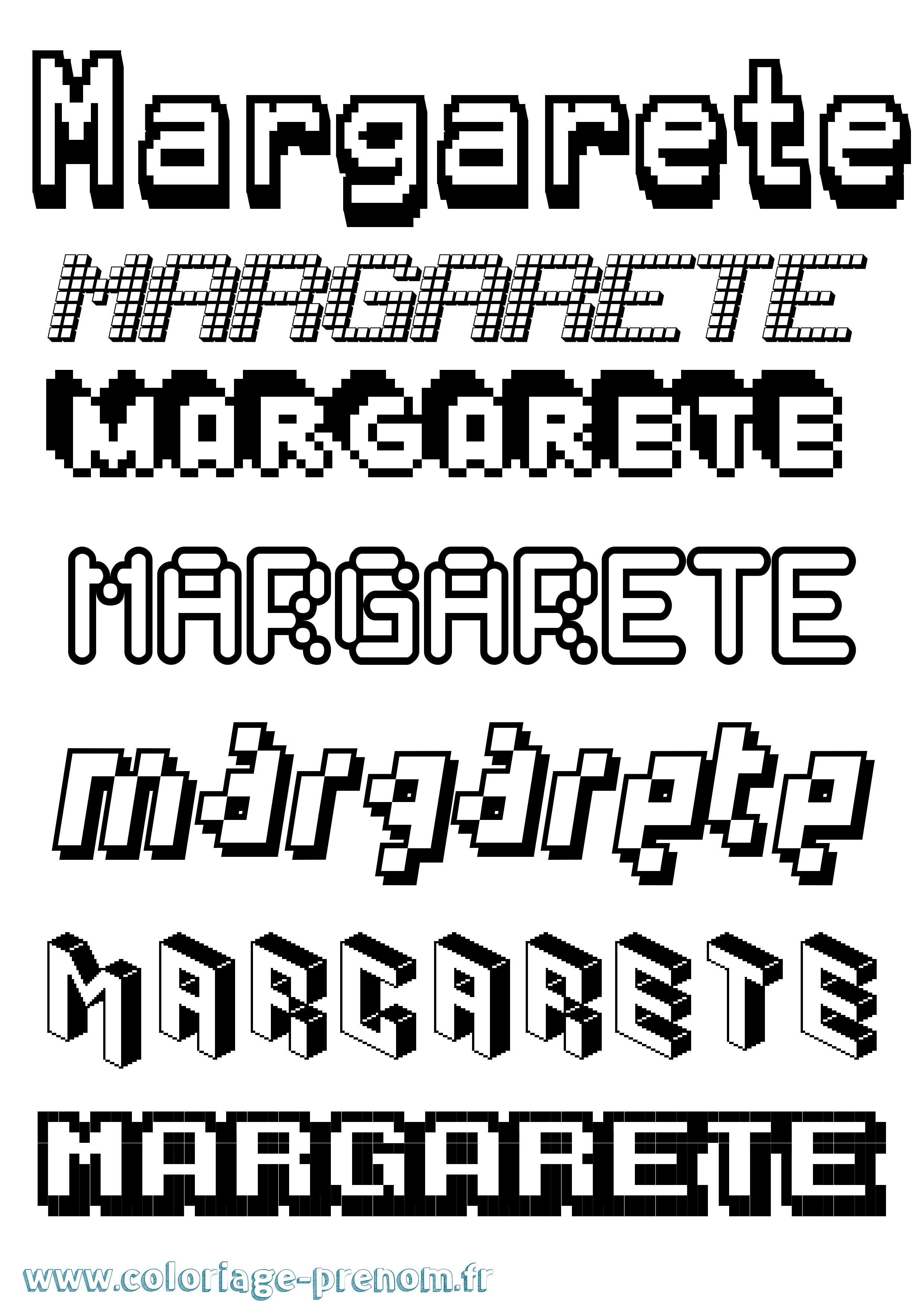 Coloriage Margarete Pixel Coloriage prénom Margarete Pixel