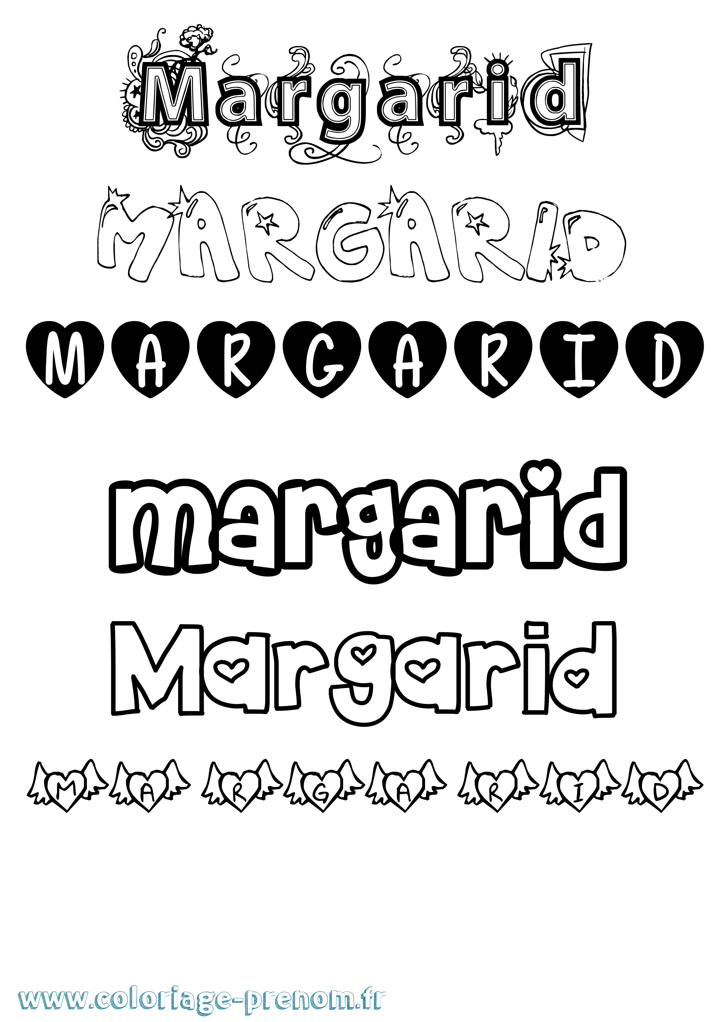 Coloriage Margarid Girly Coloriage prénom Margarid Girly