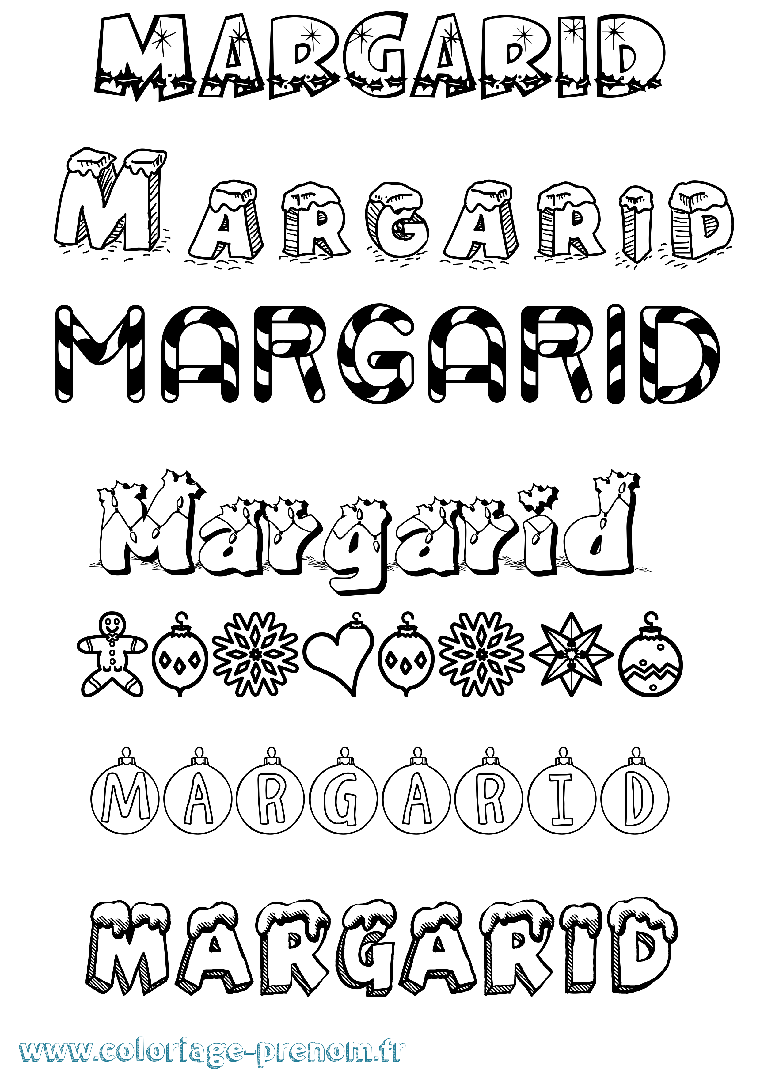 Coloriage Margarid Noël Coloriage prénom Margarid Noël