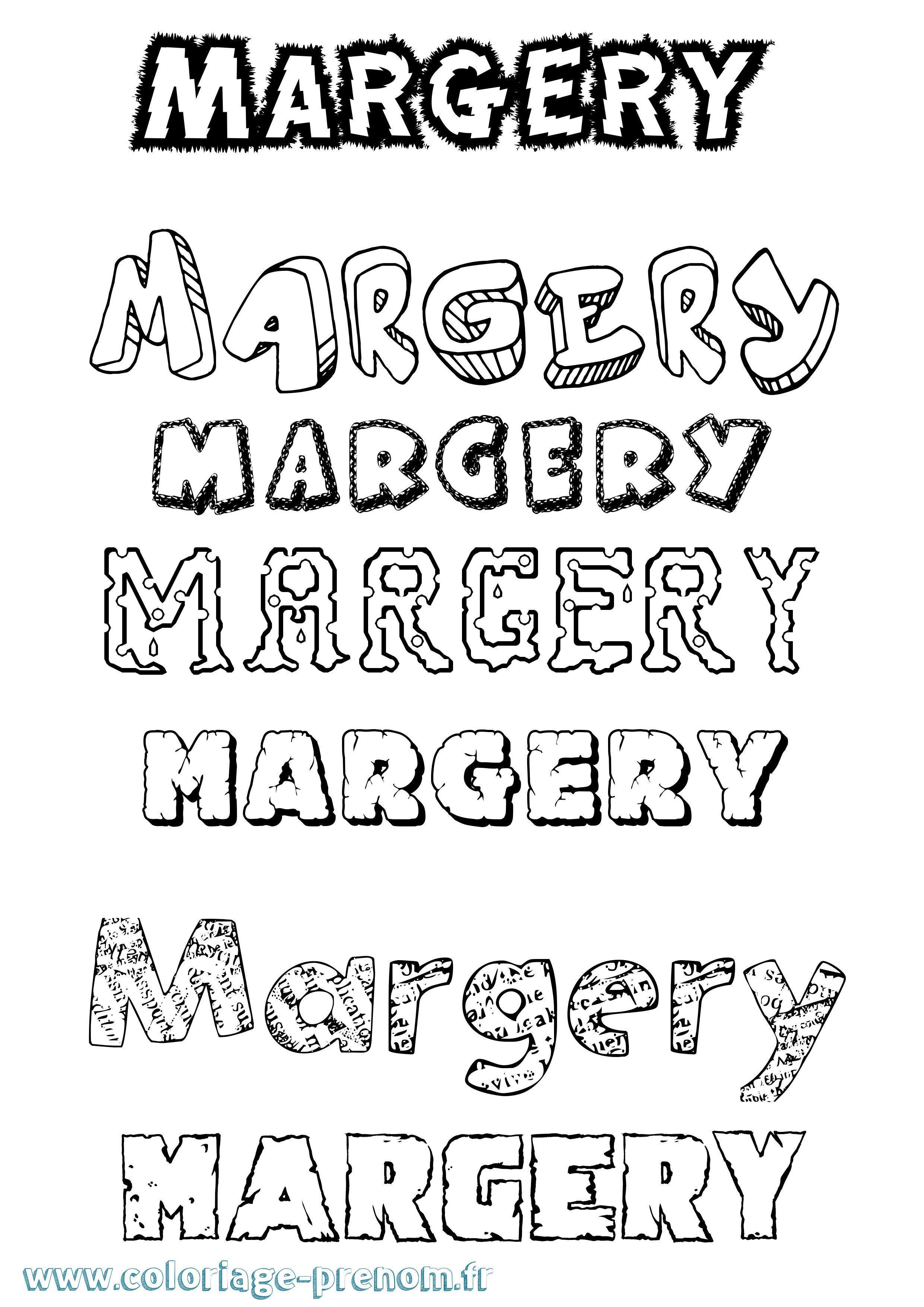 Coloriage Margery Destructuré Coloriage prénom Margery Destructuré